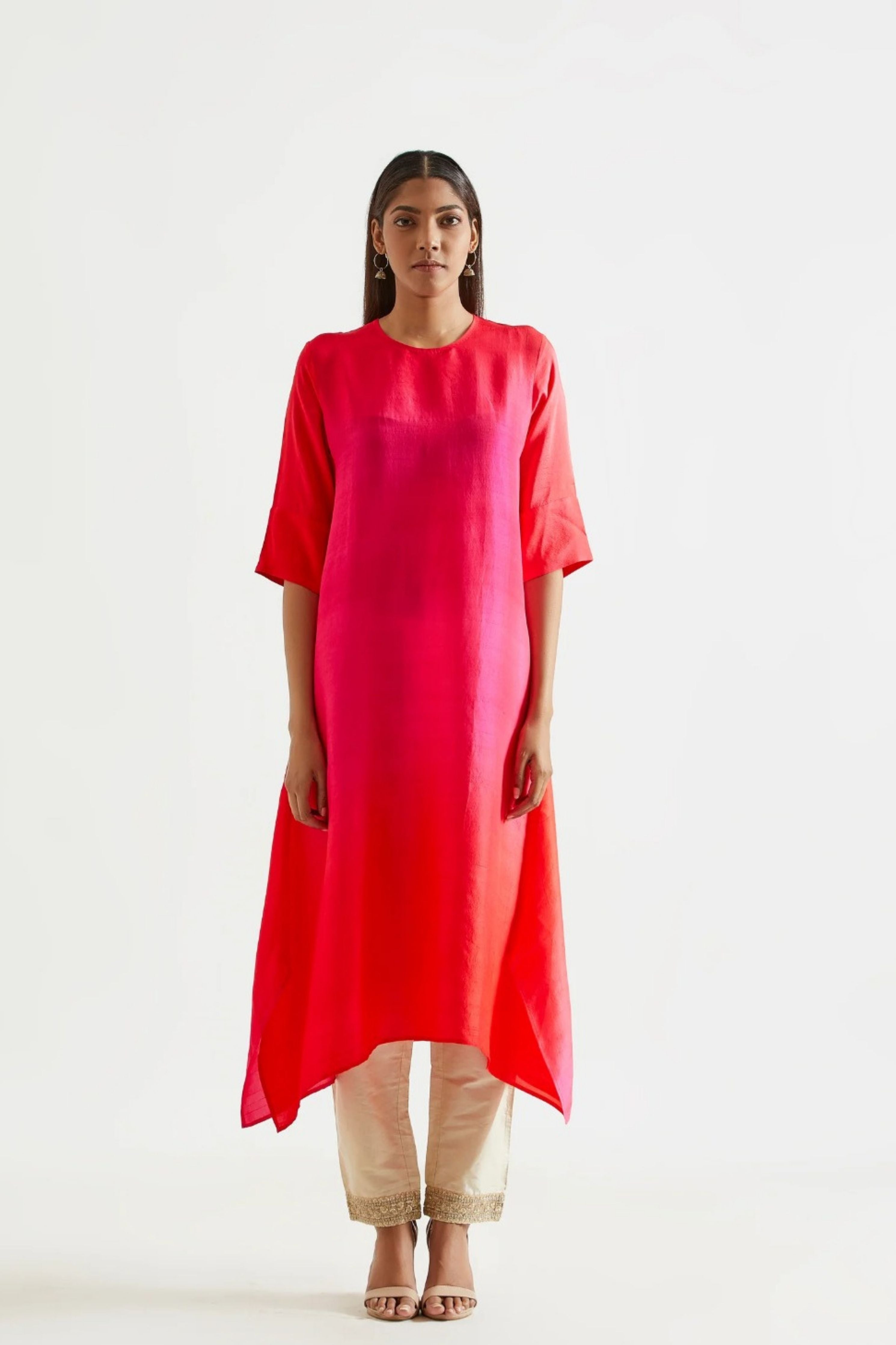 Fuschia Red Kurta with Stole