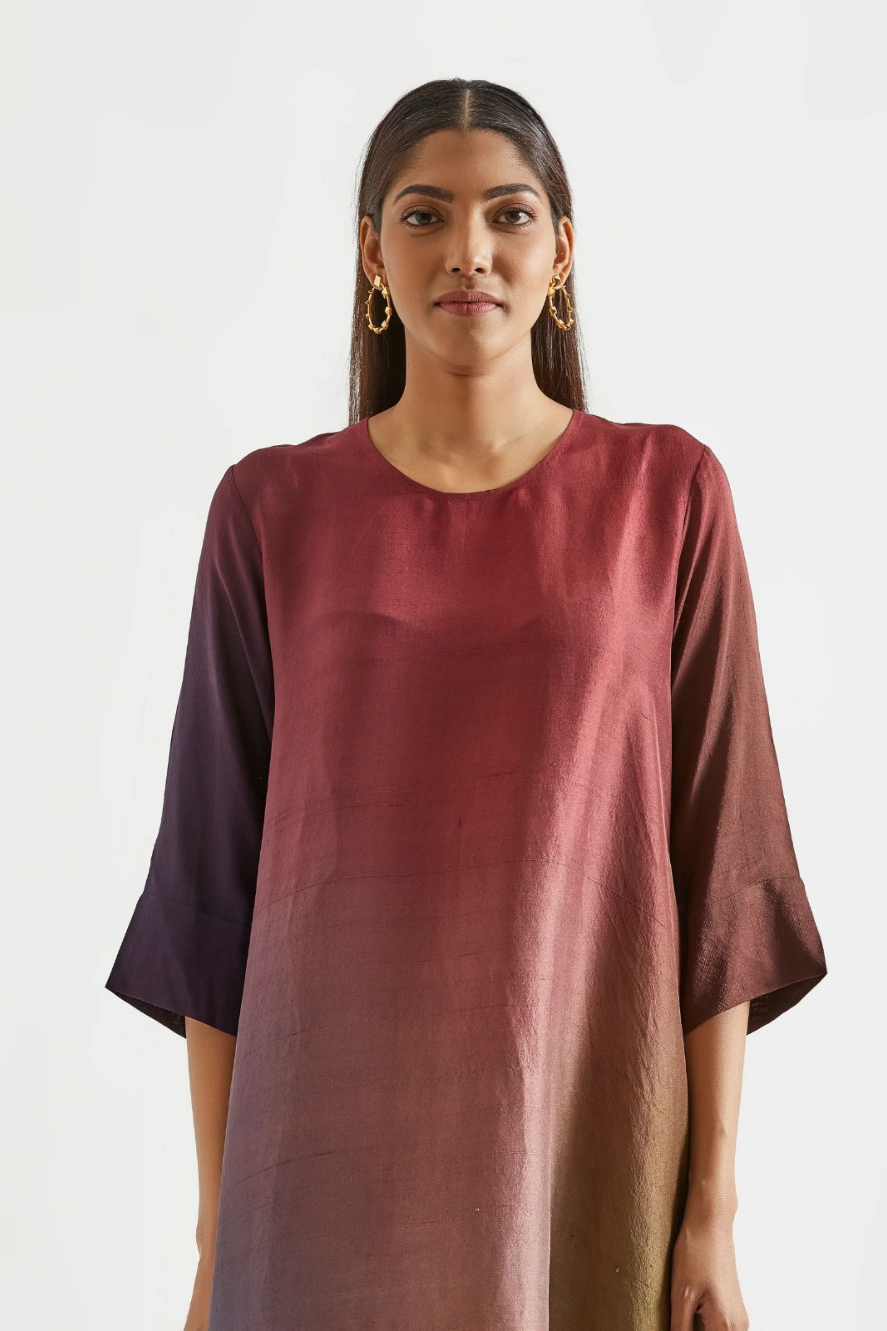 Olive Assyemtrical Kurta with Stole