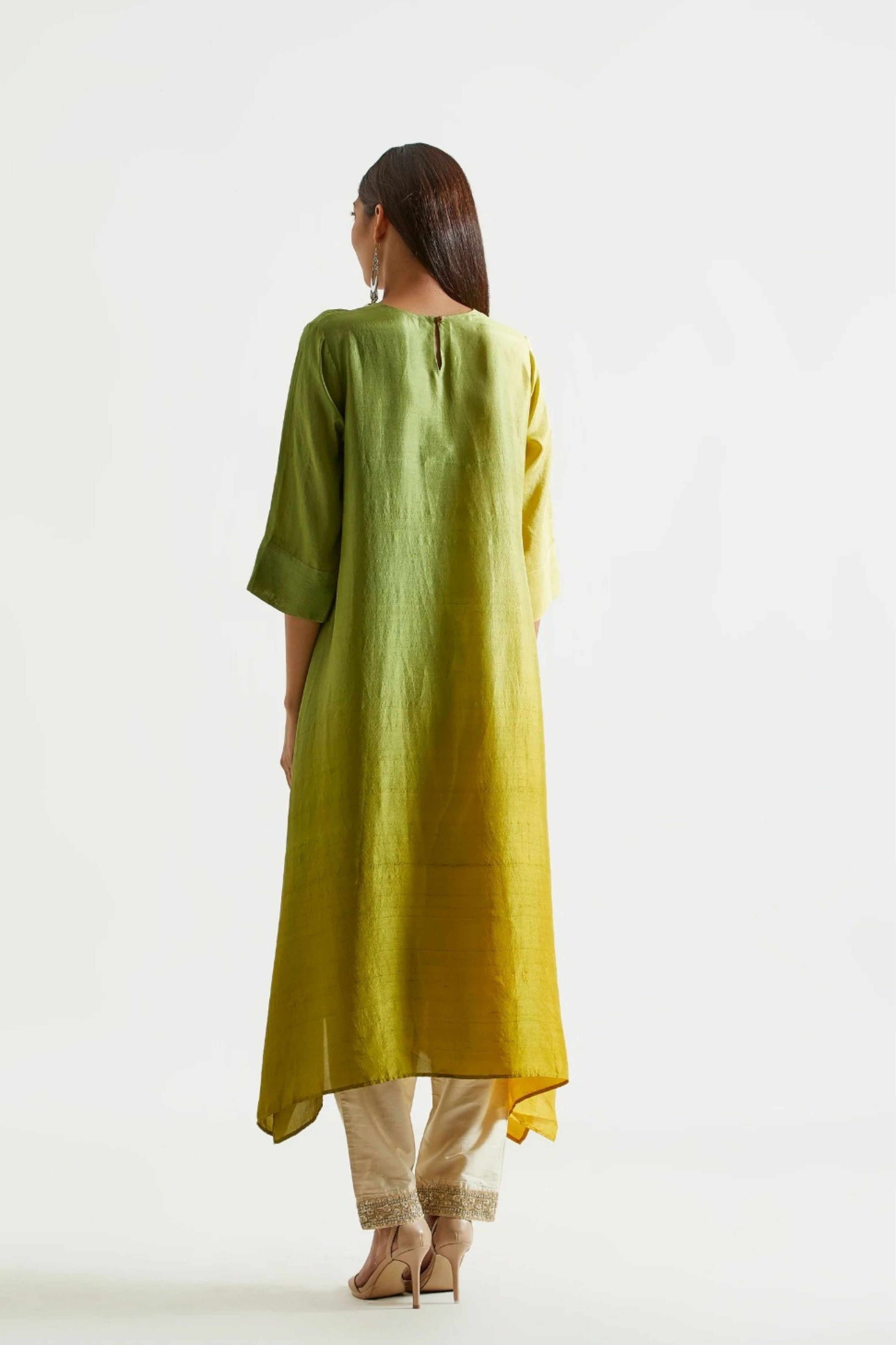 Sage Mustard Kurta with Stole