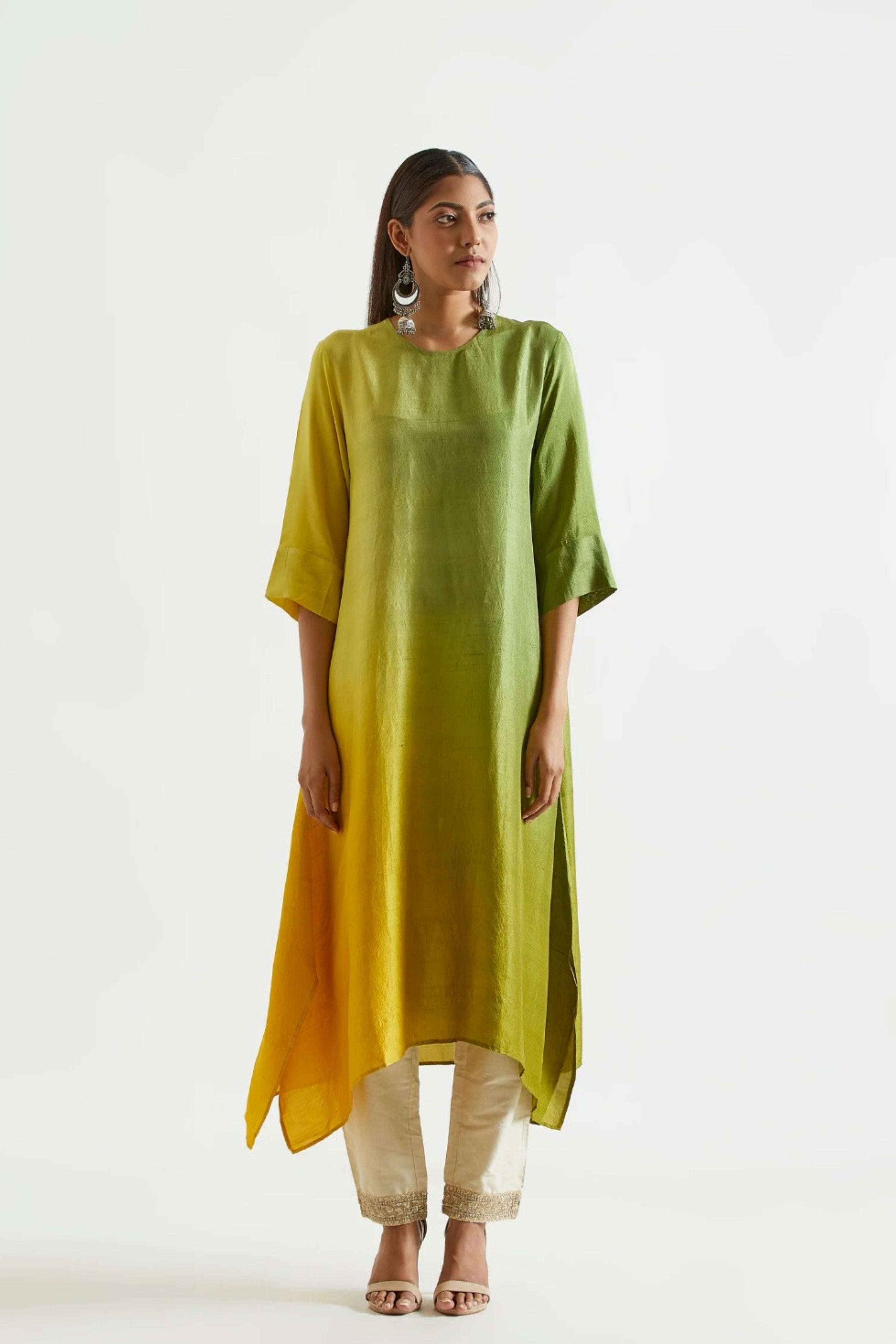 Sage Mustard Kurta with Stole