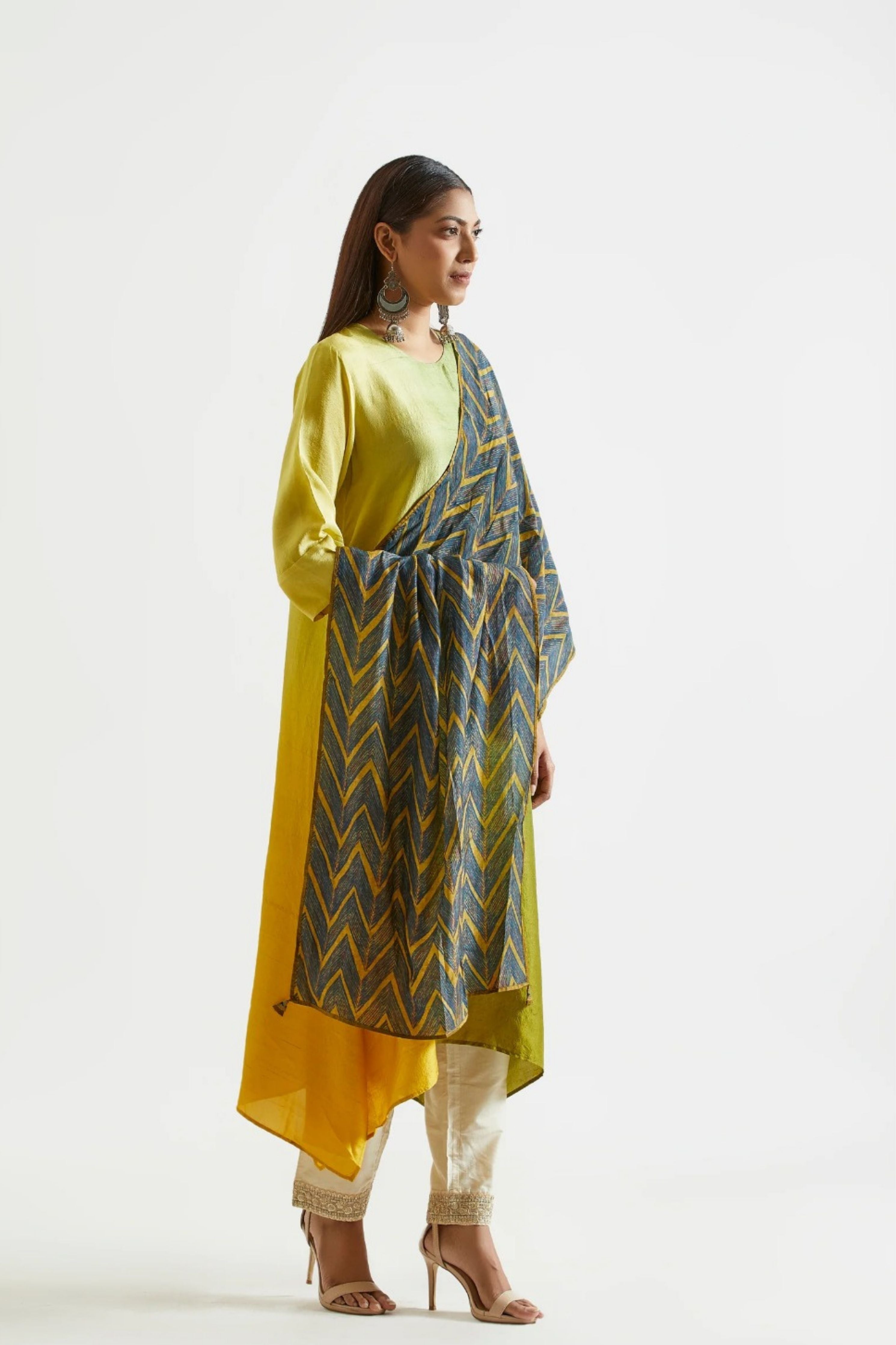 Sage Mustard Kurta with Stole