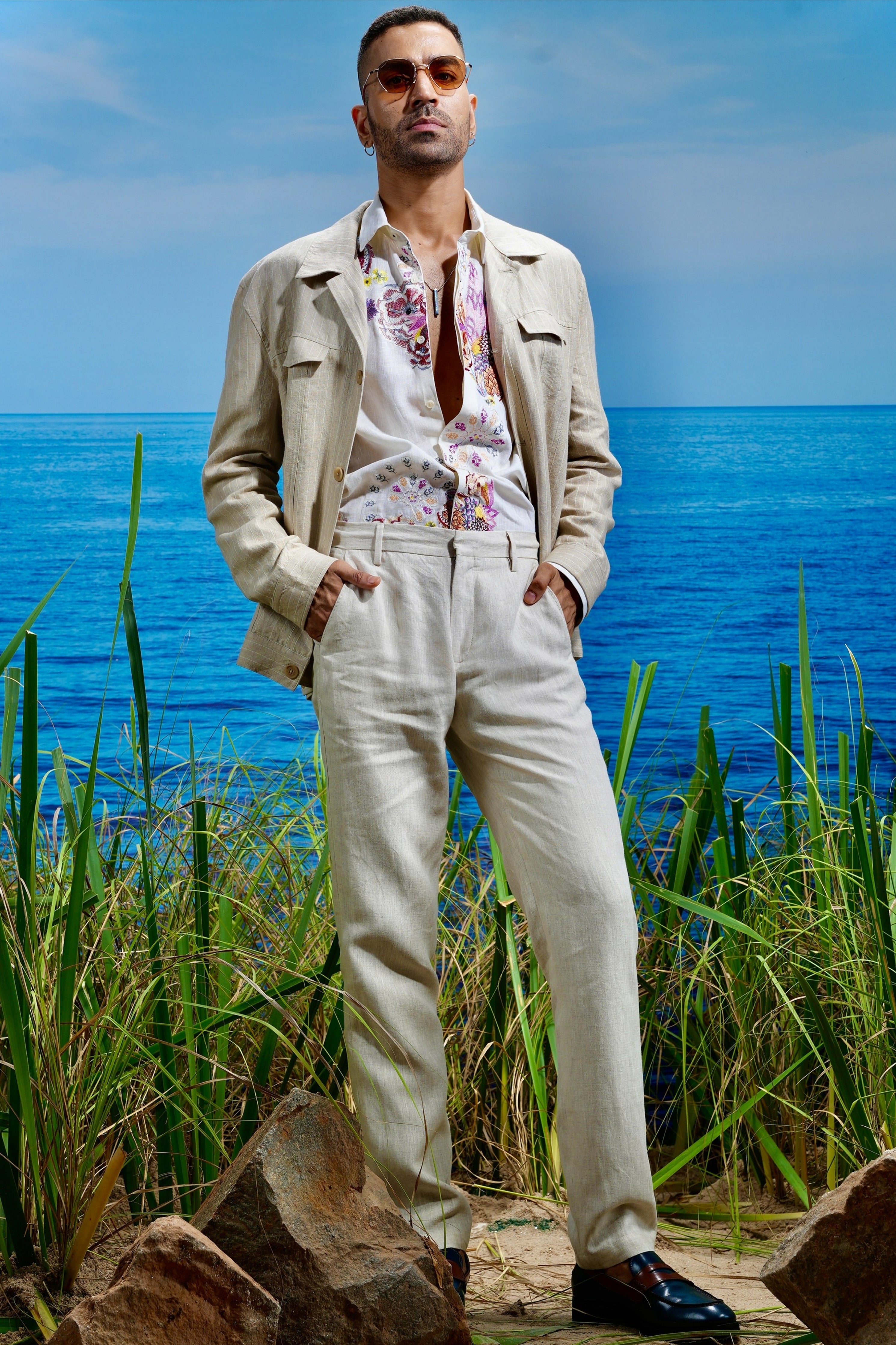 Desert Dune Linen Trucker Jacket