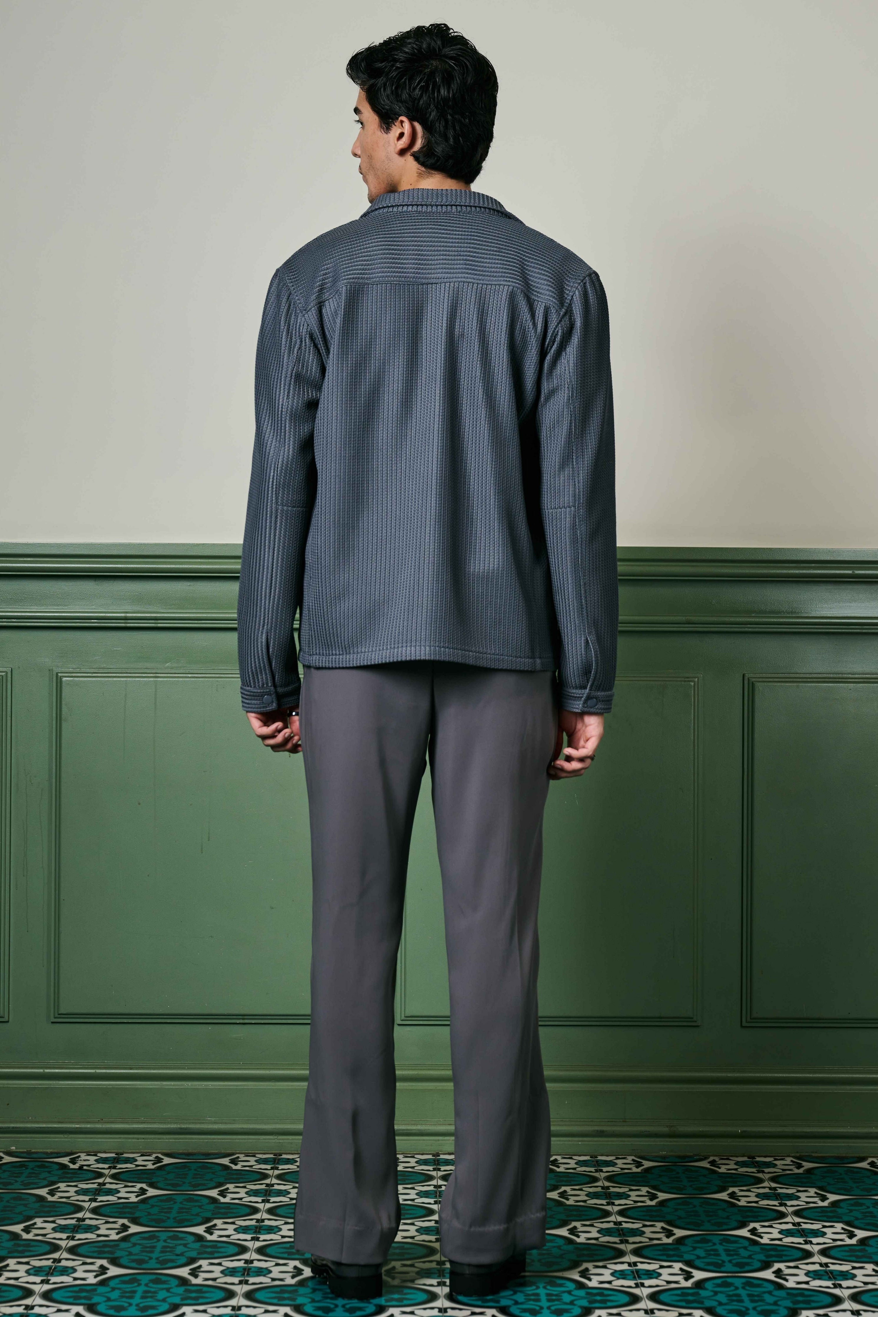 Charcoal Grey Textured Knit Jacket