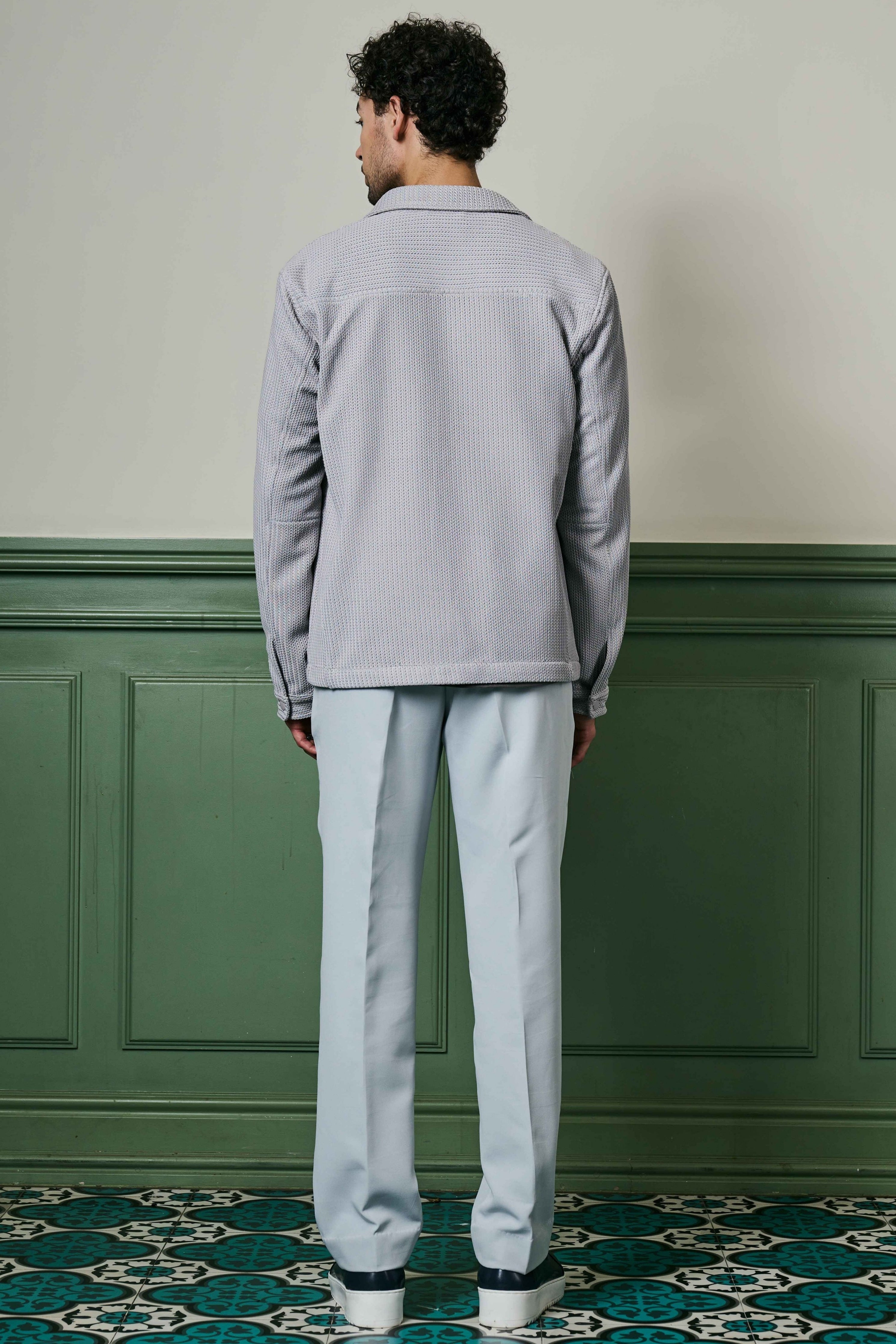 Light Grey Textured Knit Jacket
