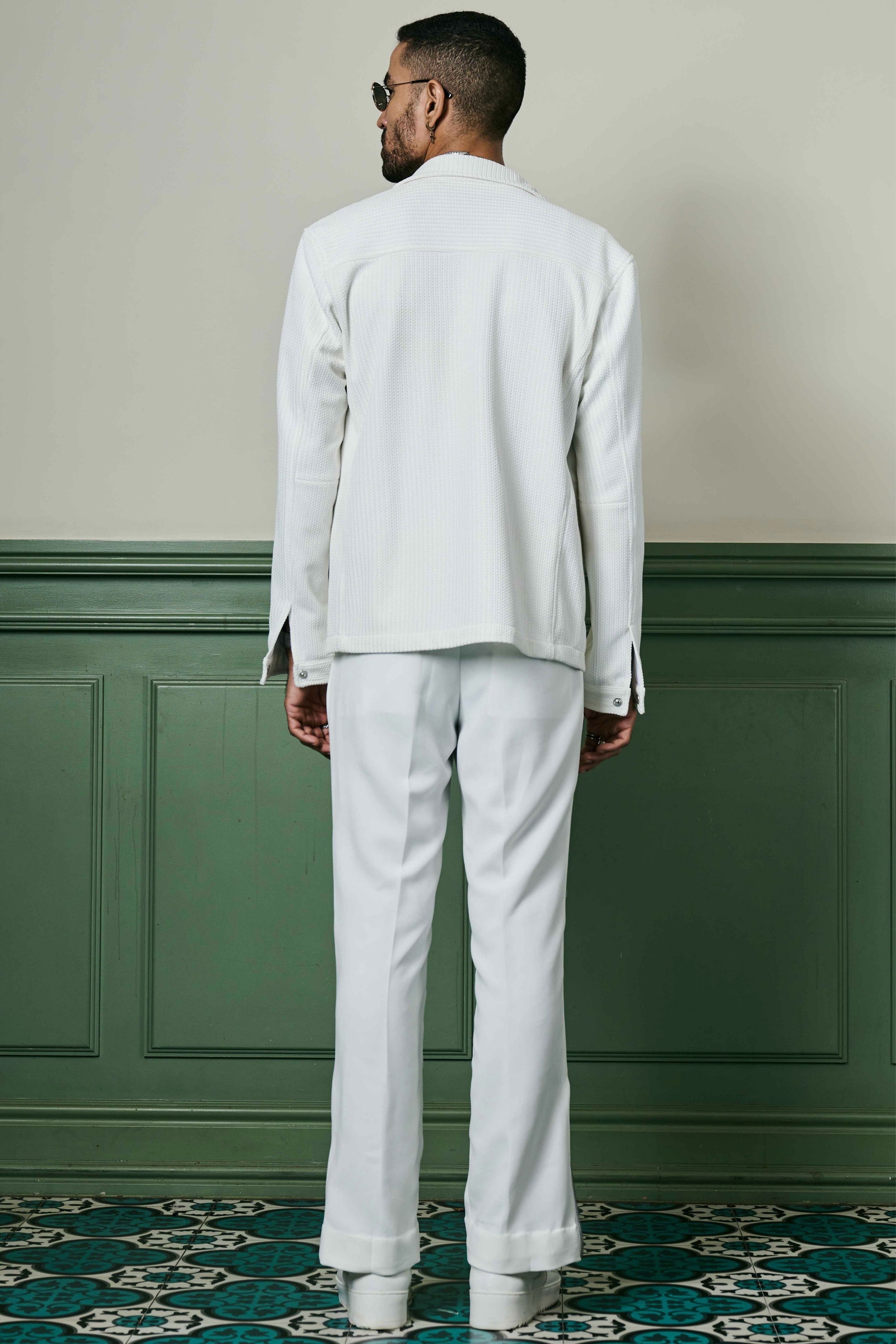 White Textured Knit Jacket