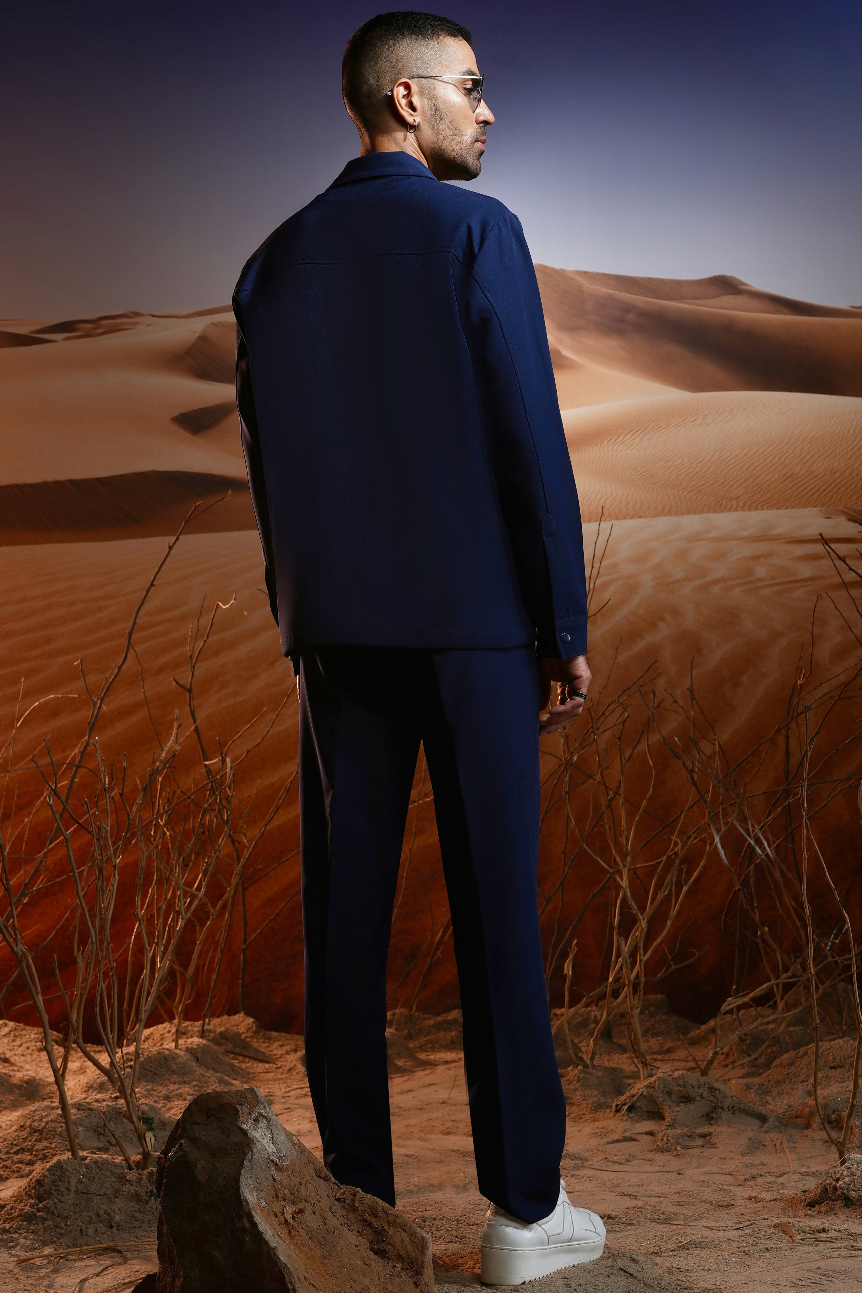 Fardeen Khan in Navy Banana Crepe Co-ord Set
