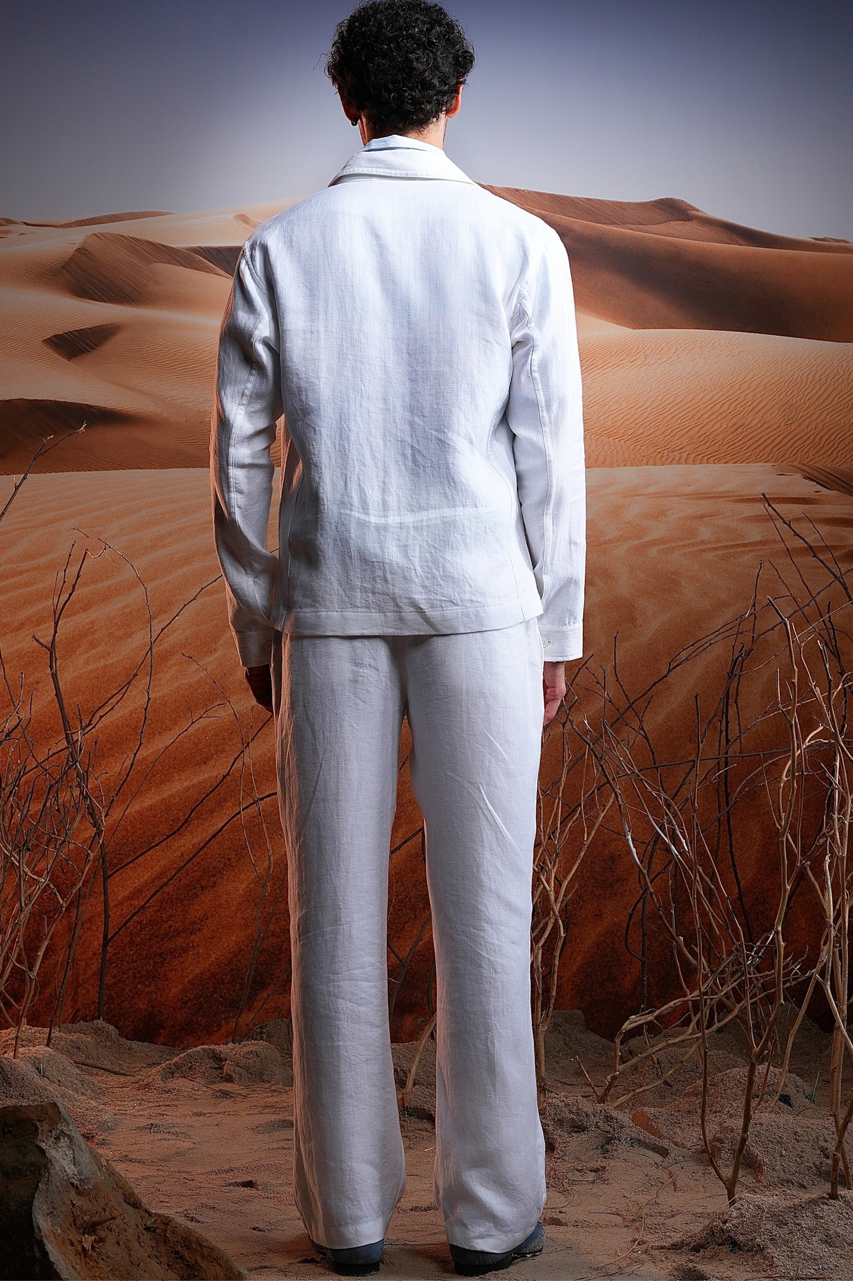 White Herringbone Linen Co-Ord Set