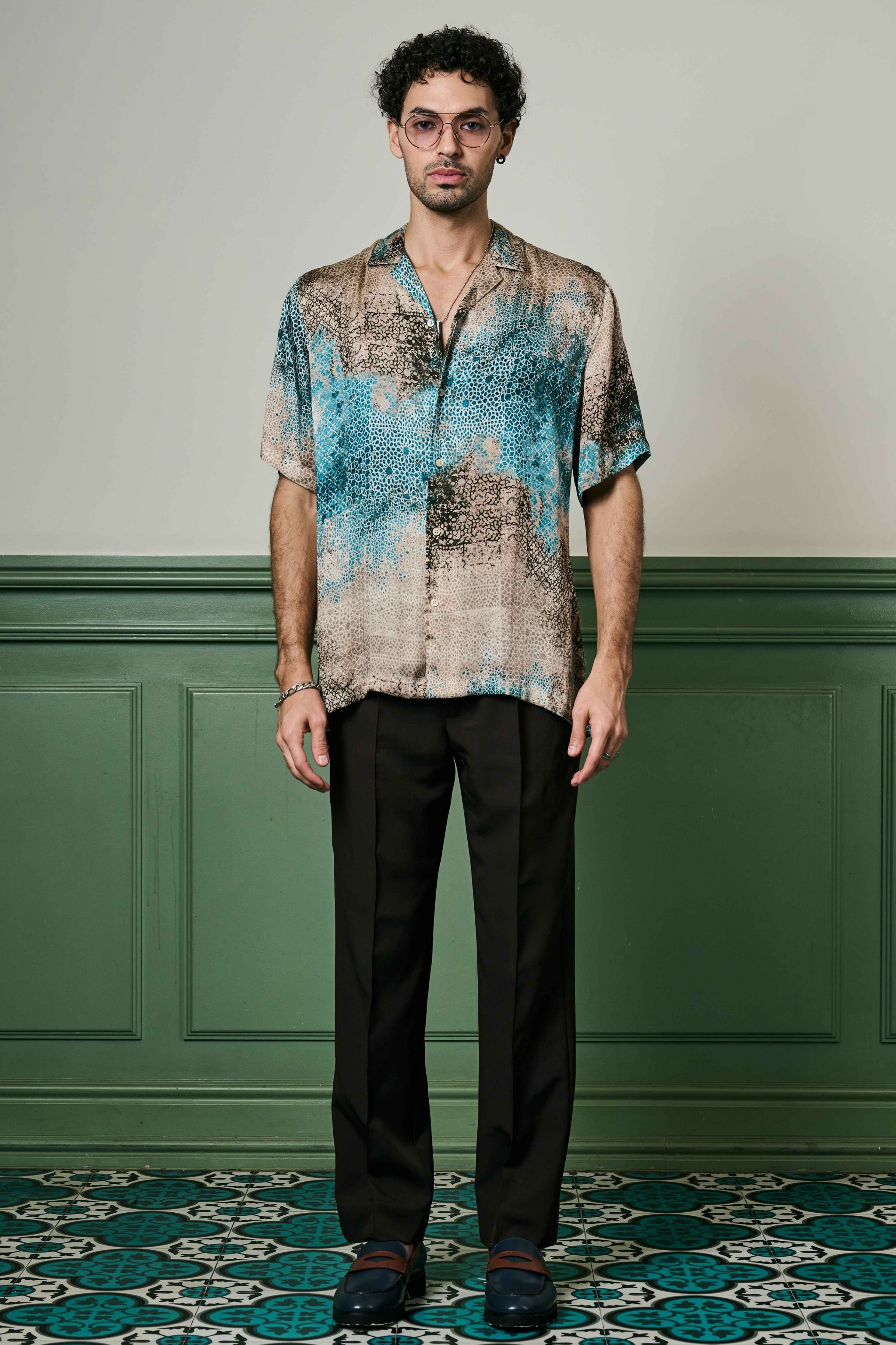 Azure Mirage Habutai Silk Shirt