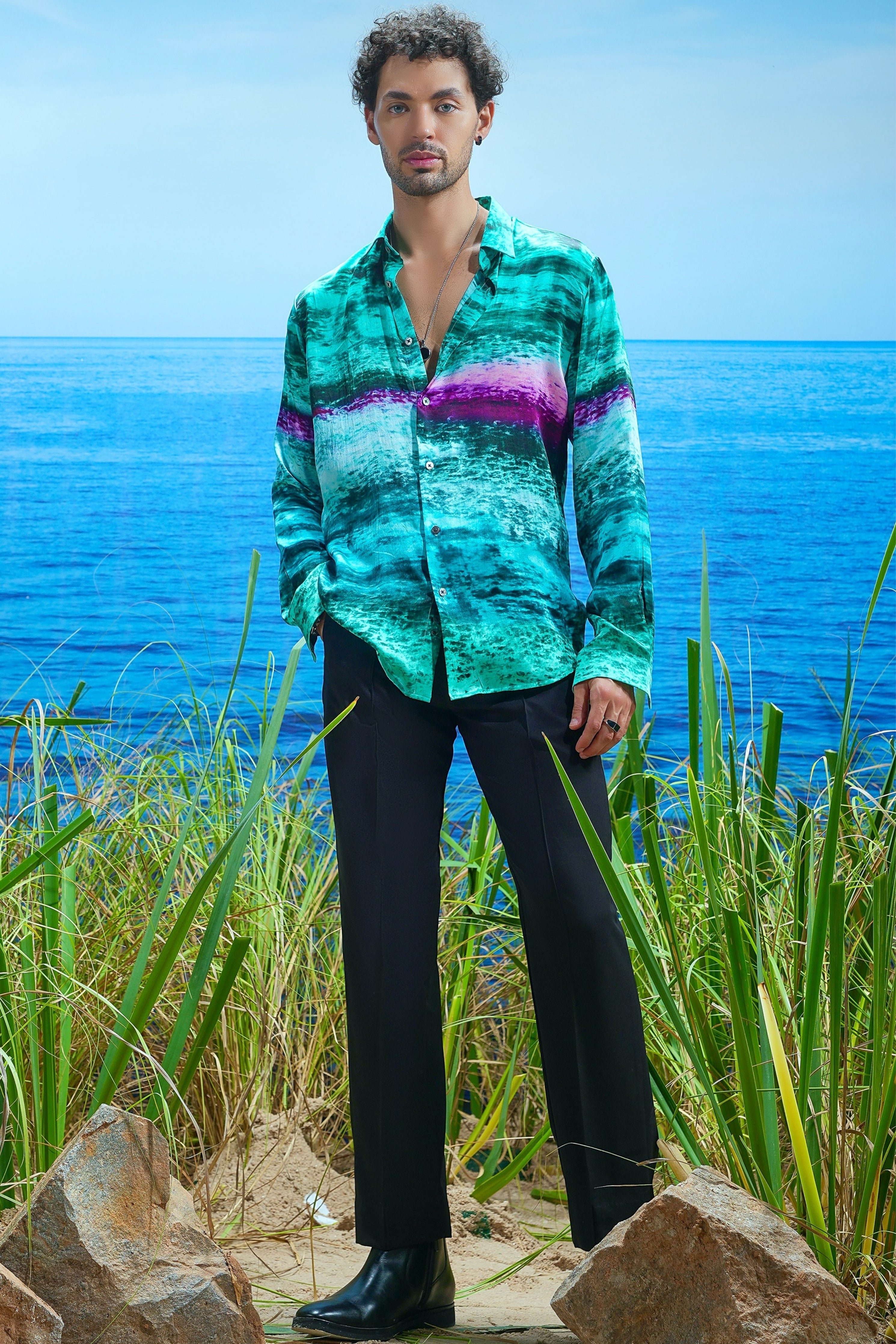 Emerald Abyss Habutai Silk Shirt