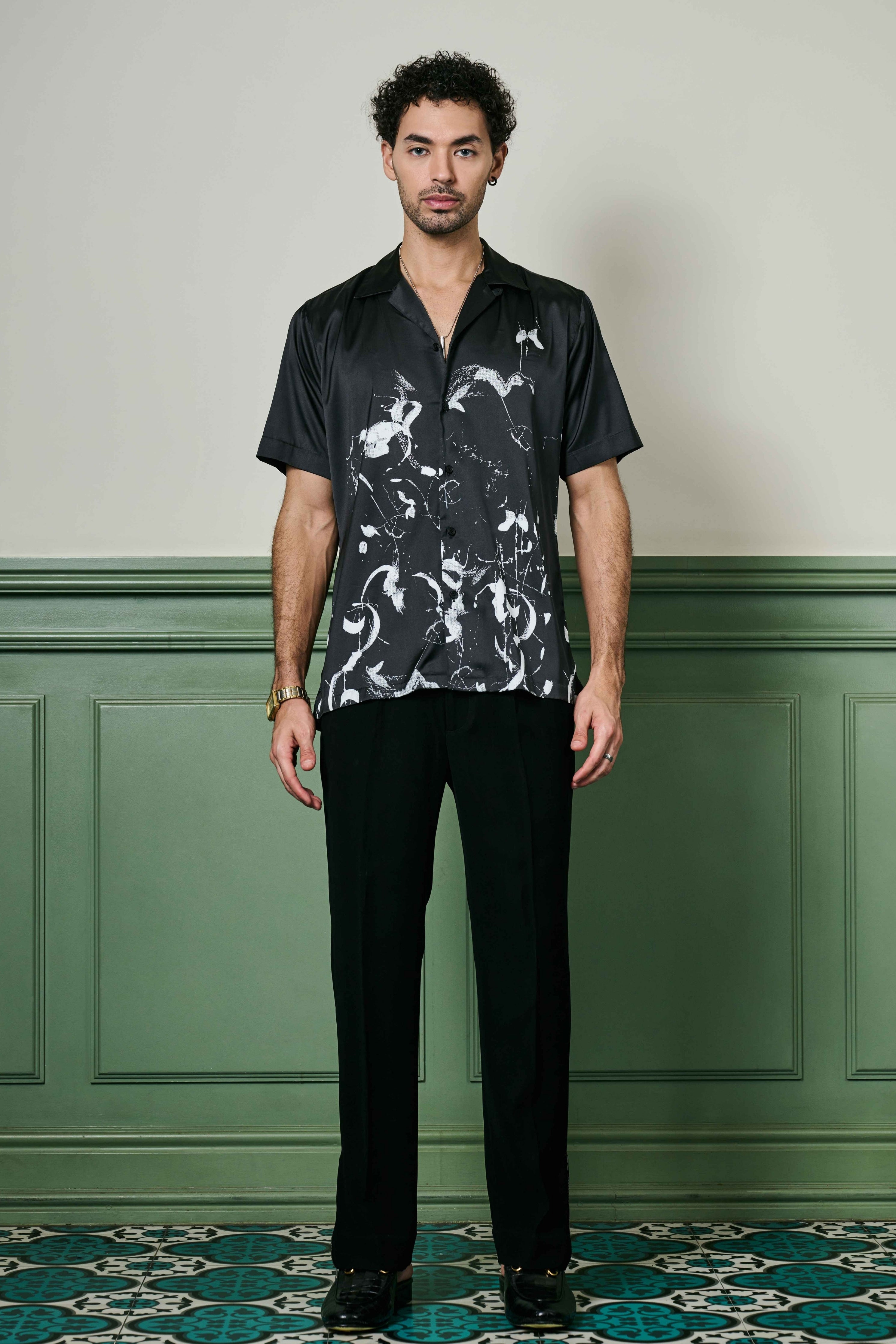 Nocturnal Brushstrokes Habutai Silk Shirt