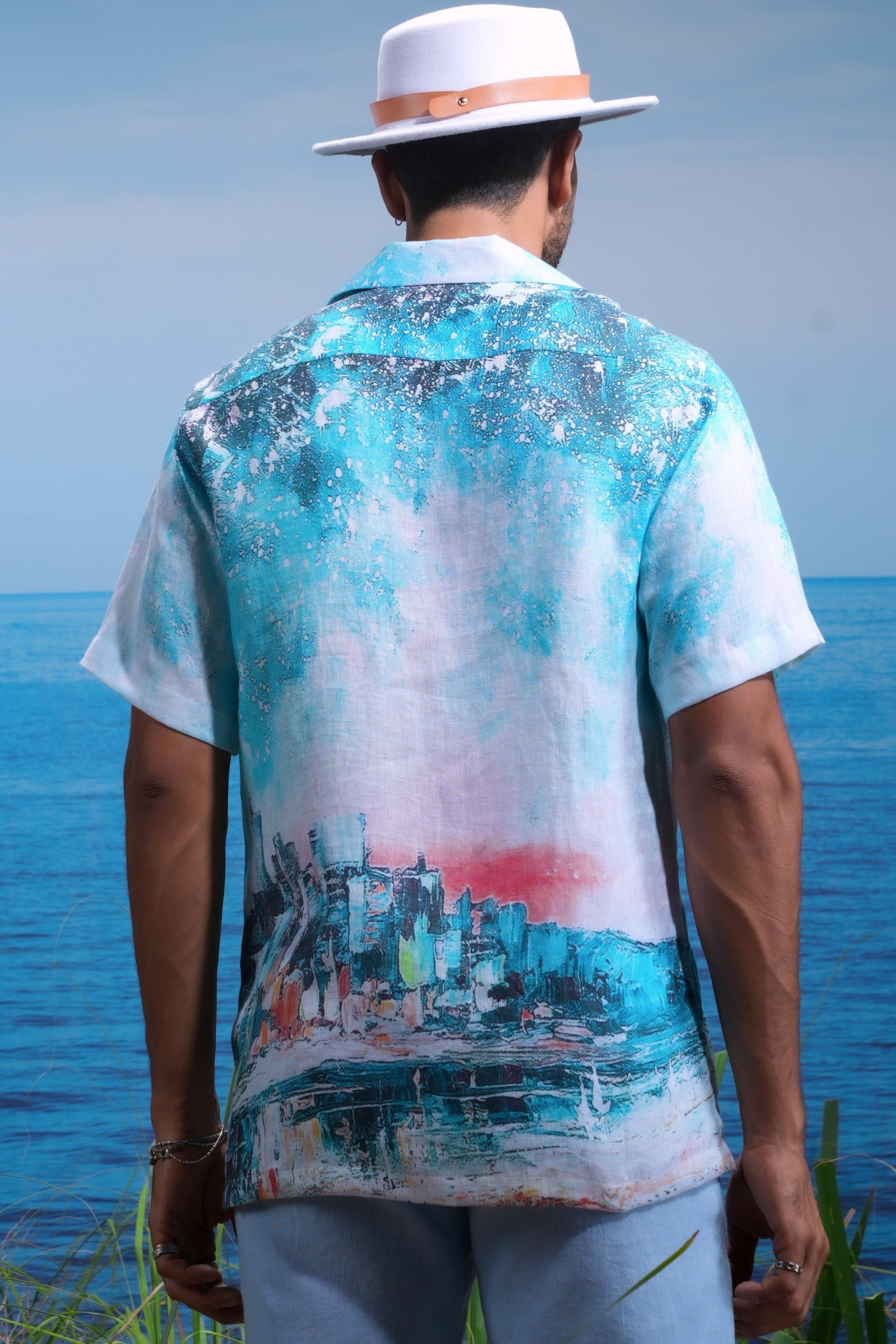 Summer Cityscape Linen Shirt