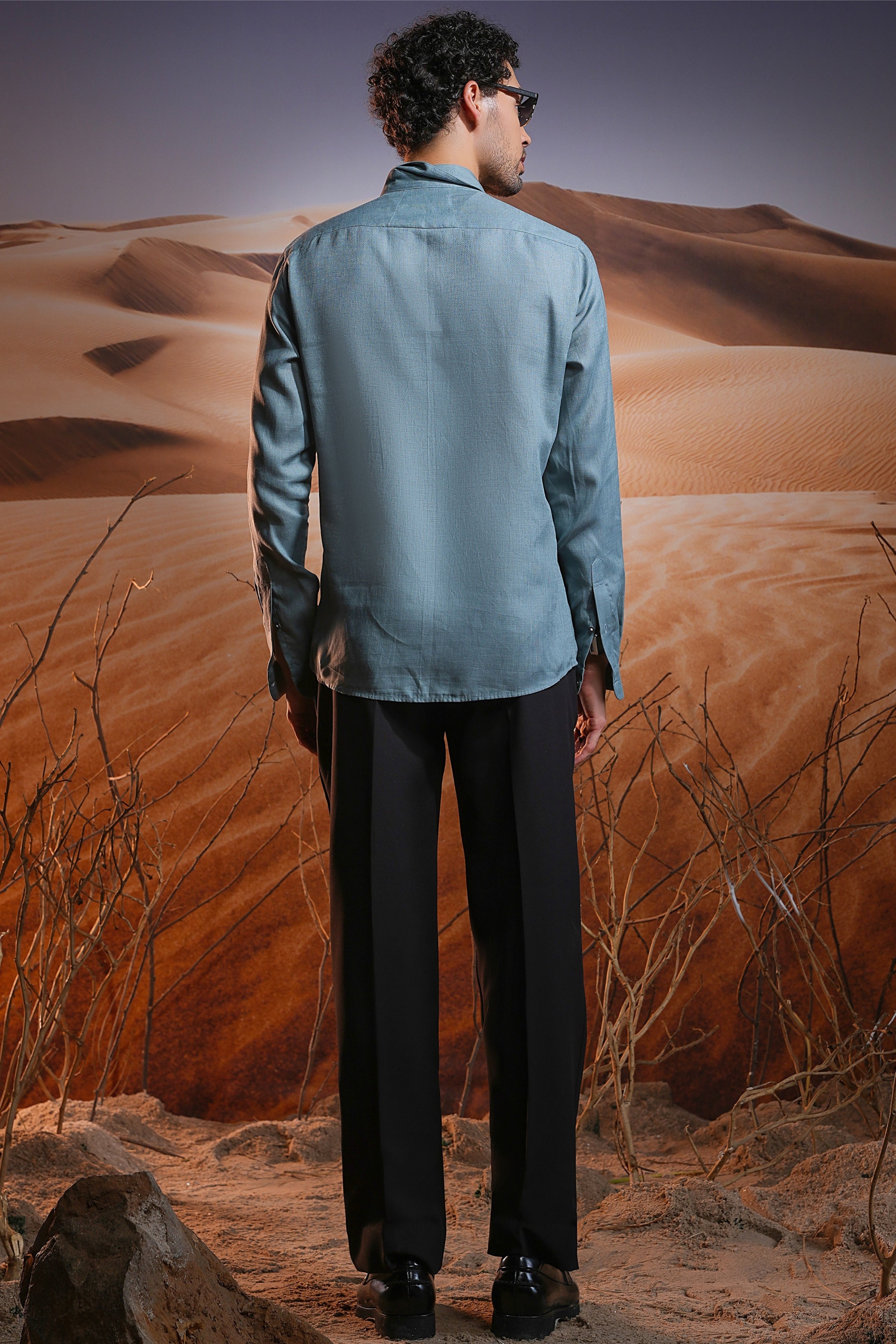 Northern Waves Hand-Painted Linen Shirt