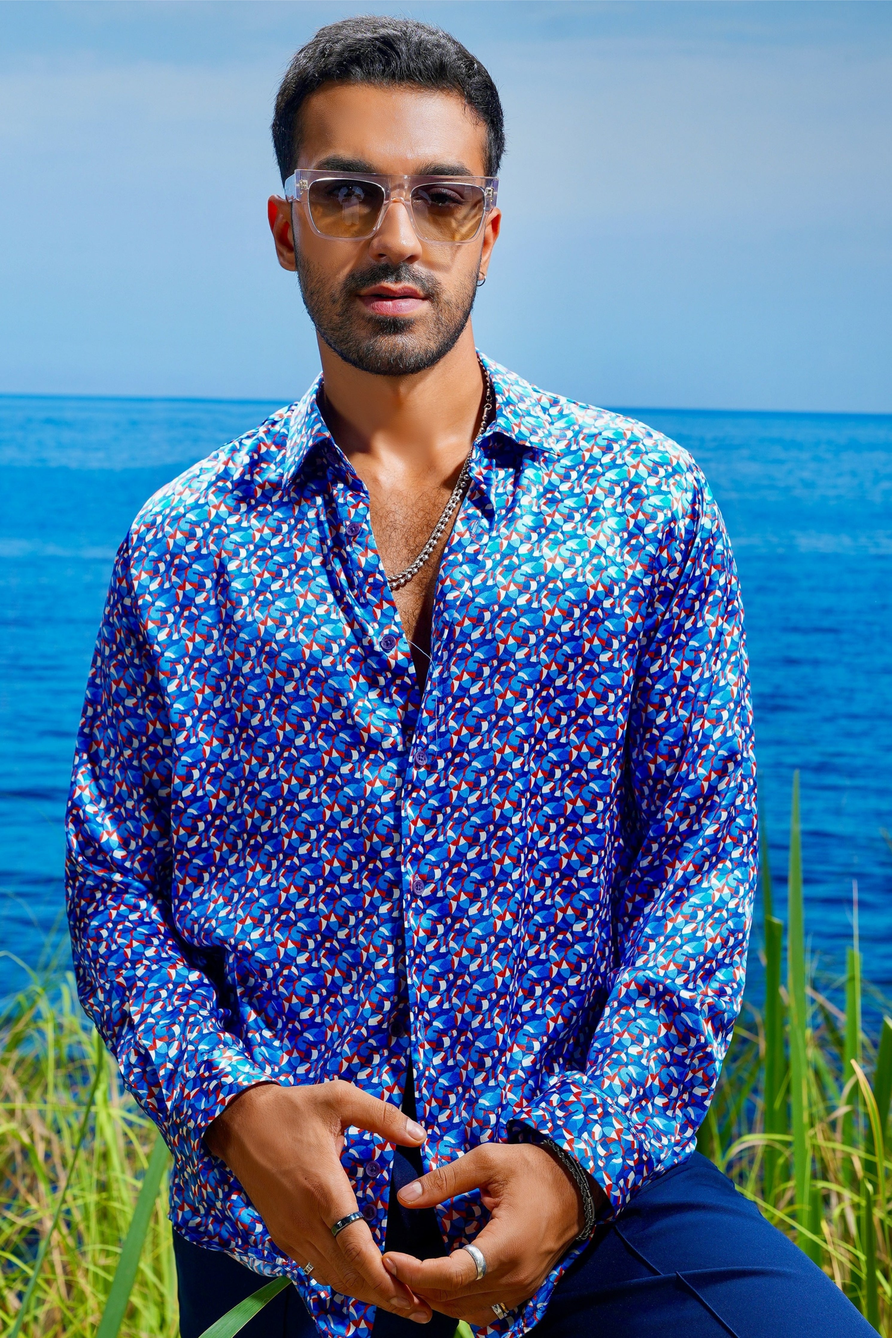 Prismatic Horizon Habutai Silk Shirt