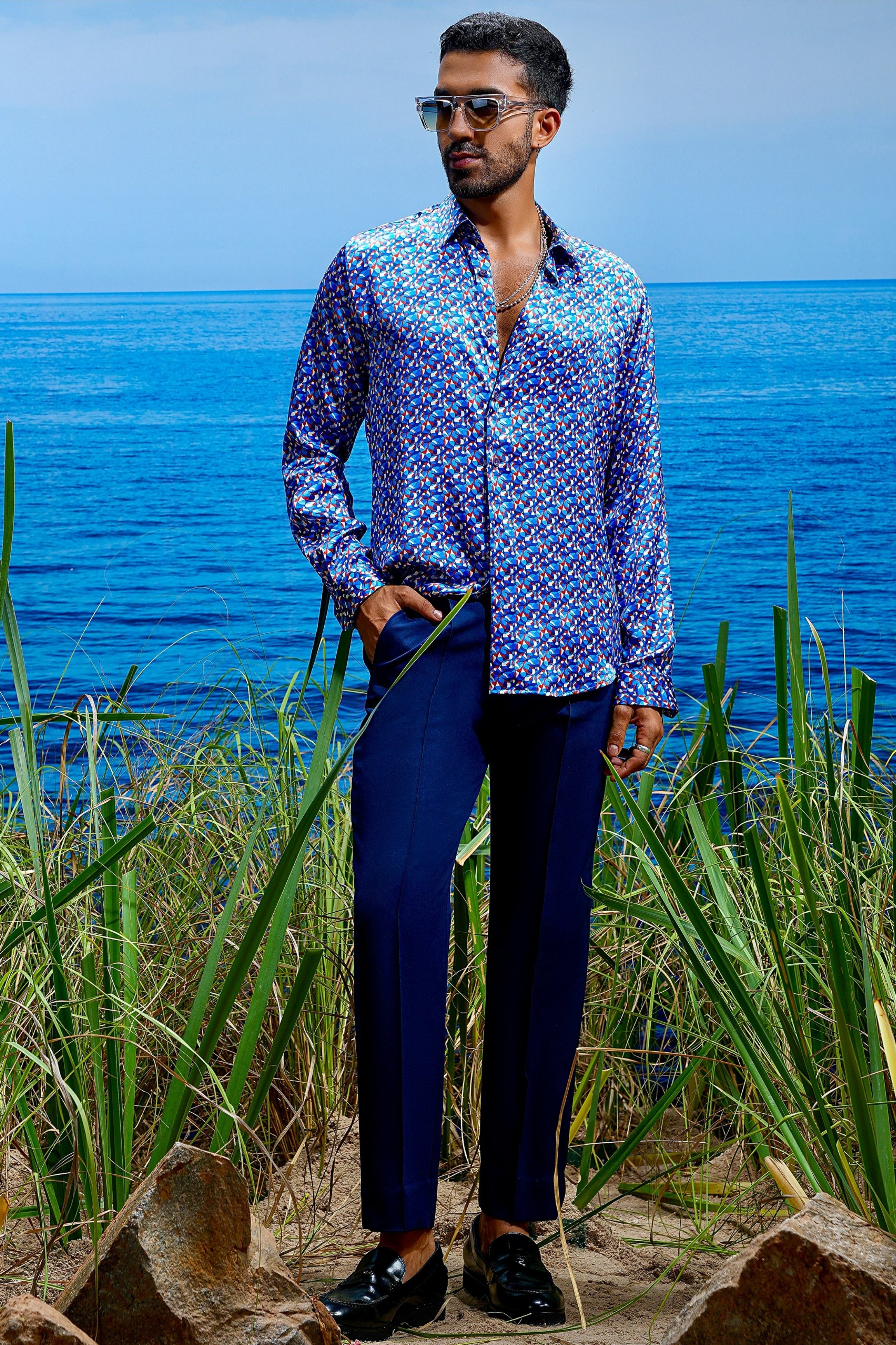 Prismatic Horizon Habutai Silk Shirt
