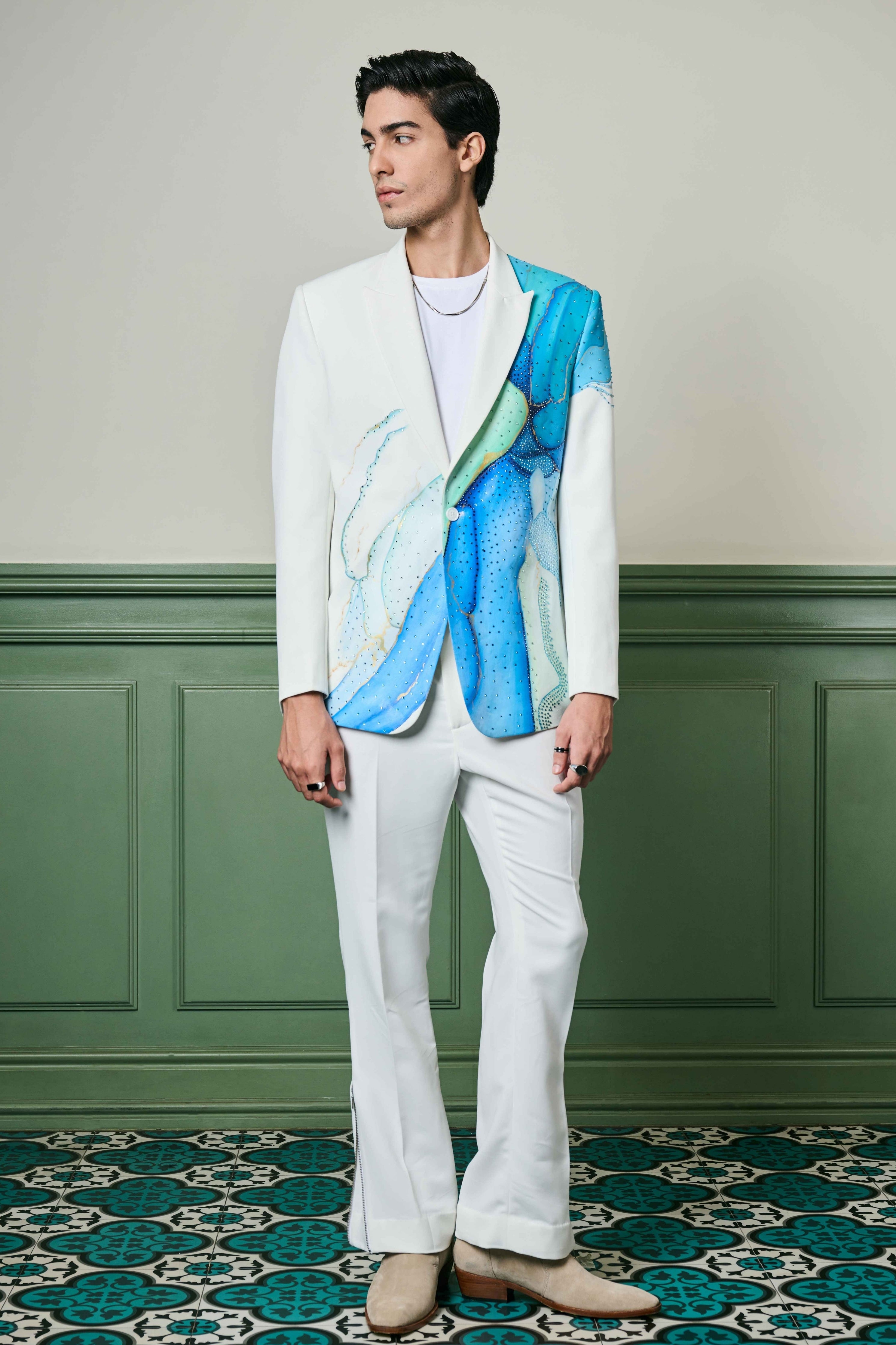 Aqua Hand-Painted Ceremonial Suit