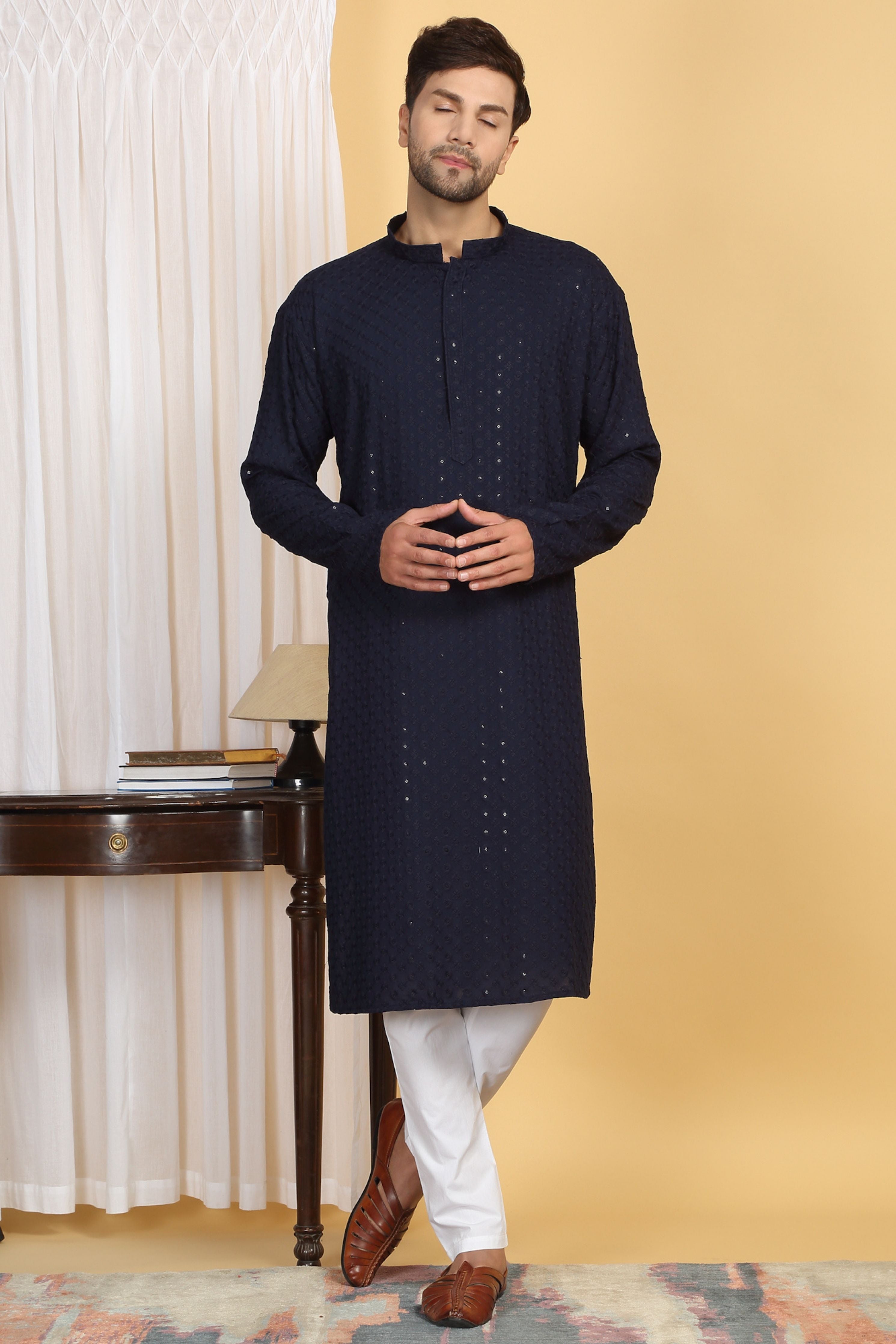 Floral Thread Embroidered Kurta Set
