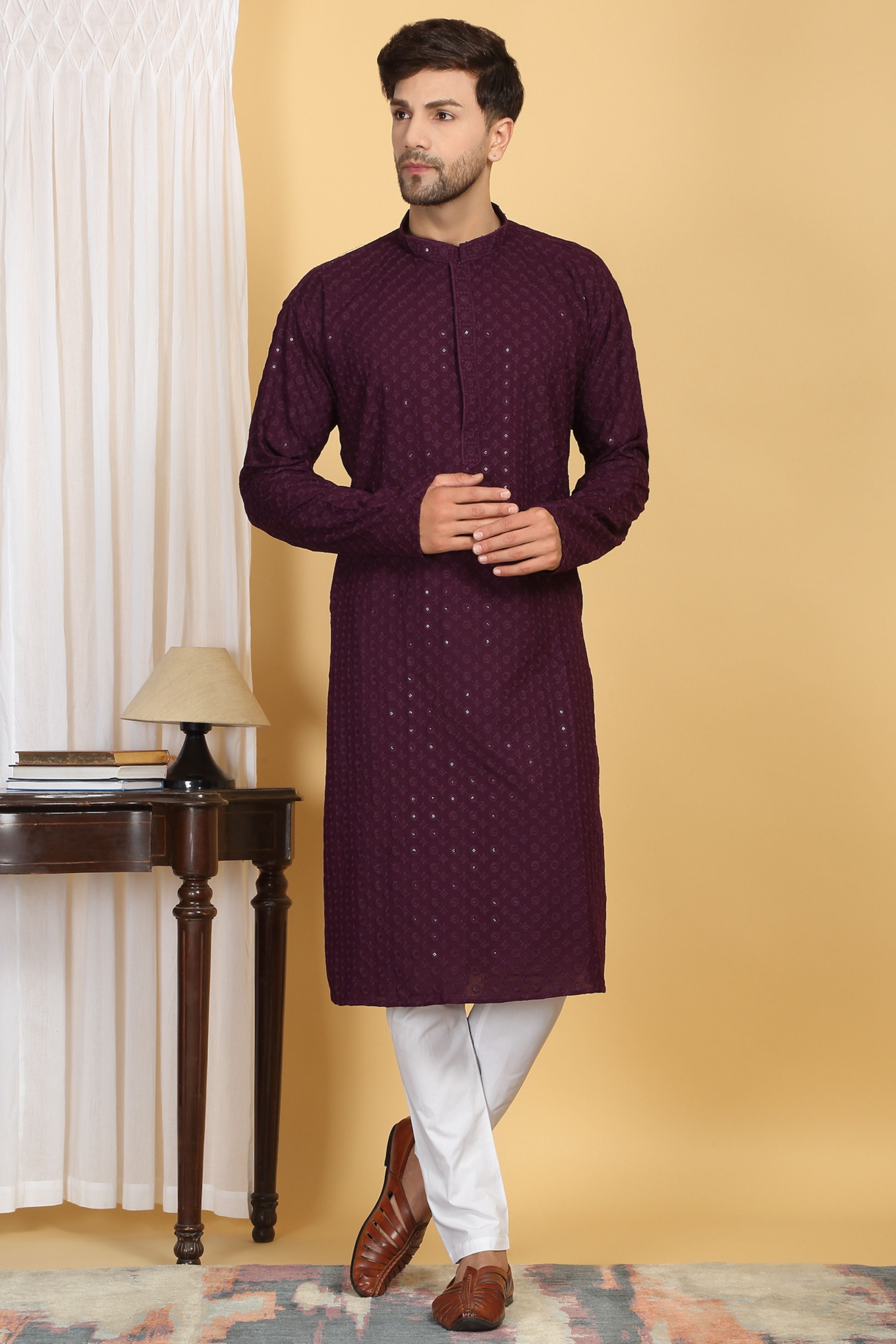 Floral Thread Embroidered Kurta Set