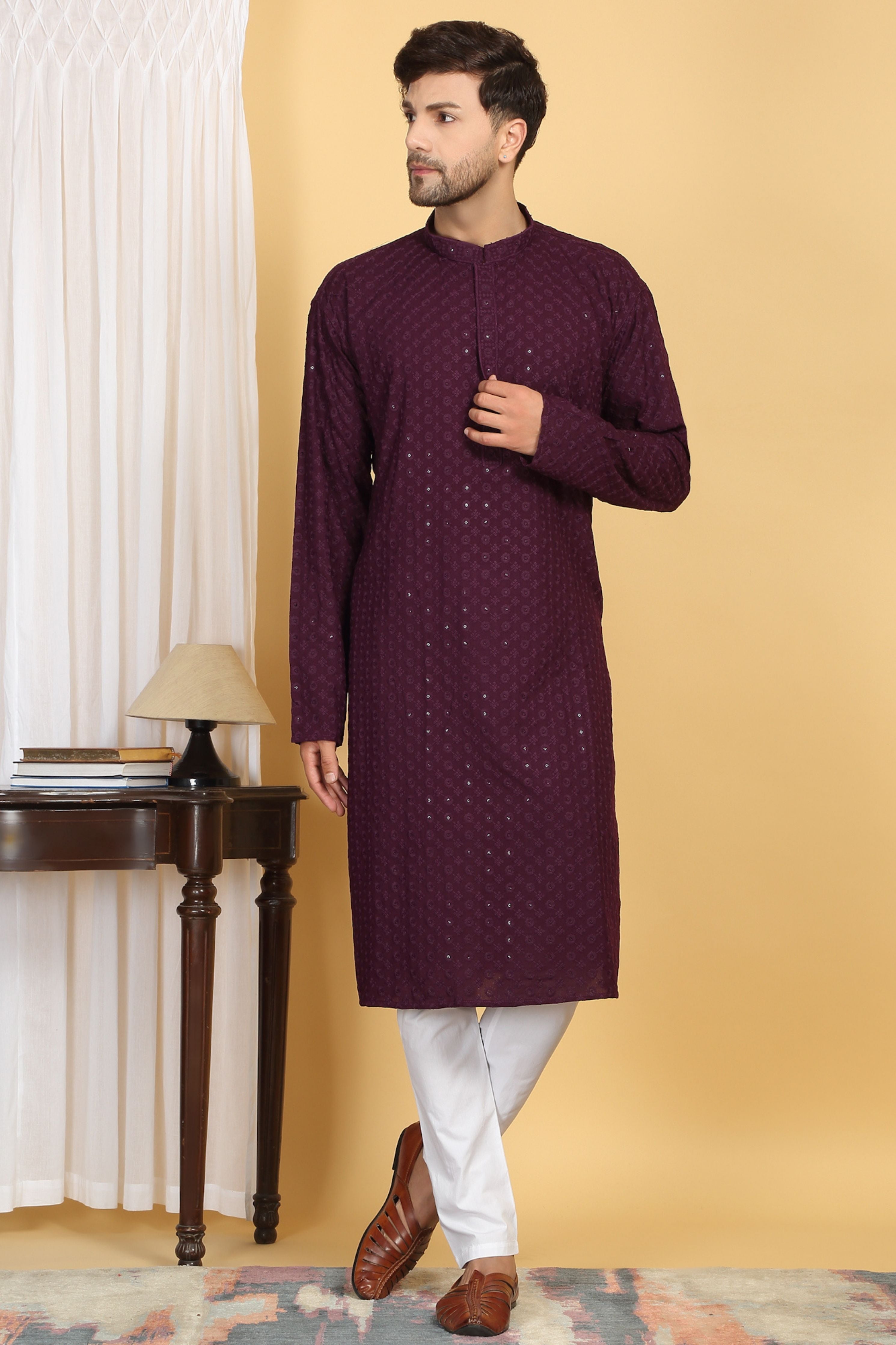 Floral Thread Embroidered Kurta Set