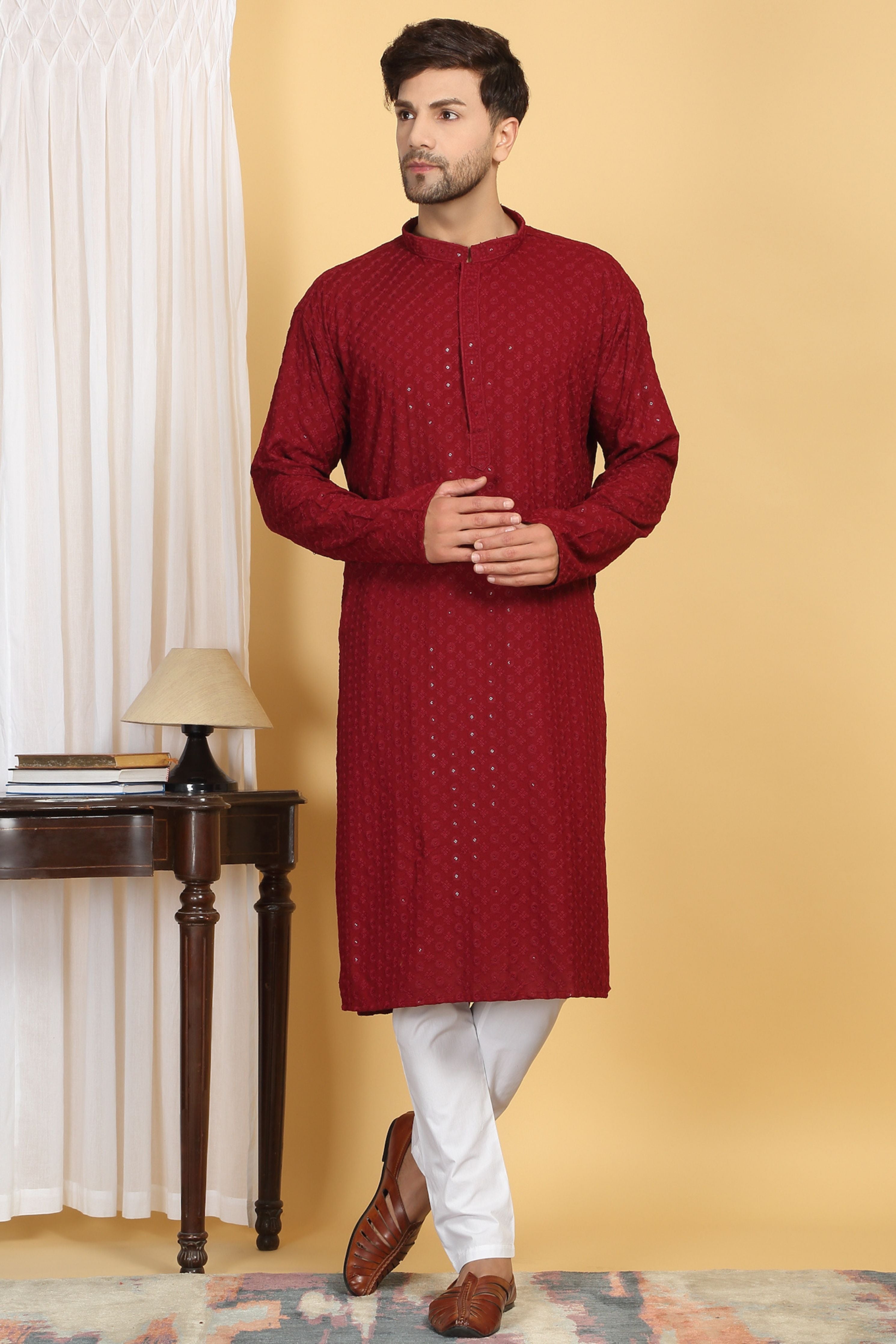 Floral Thread Embroidered Kurta Set