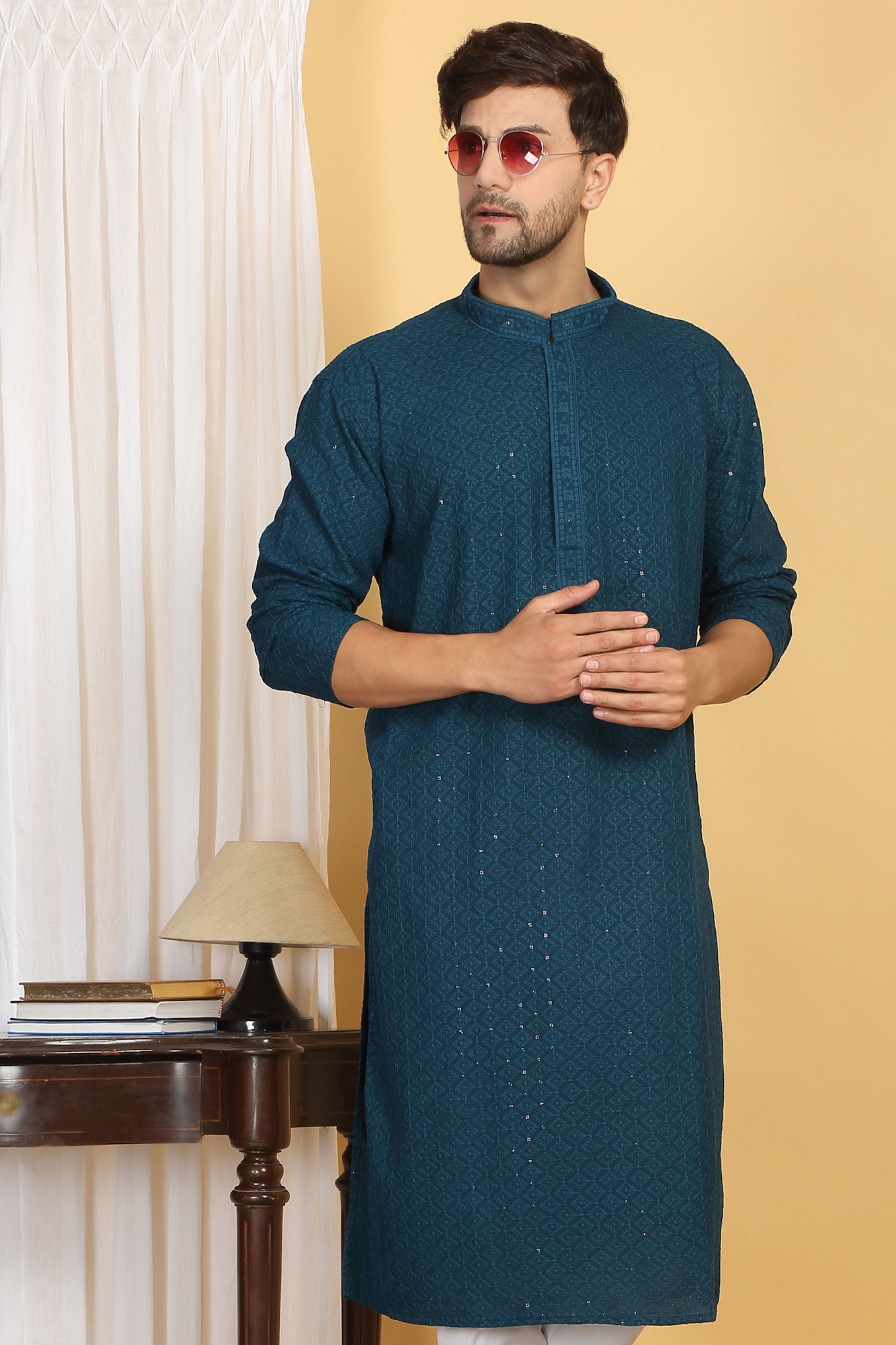 Heera Blue Thread Embroidered Kurta Set
