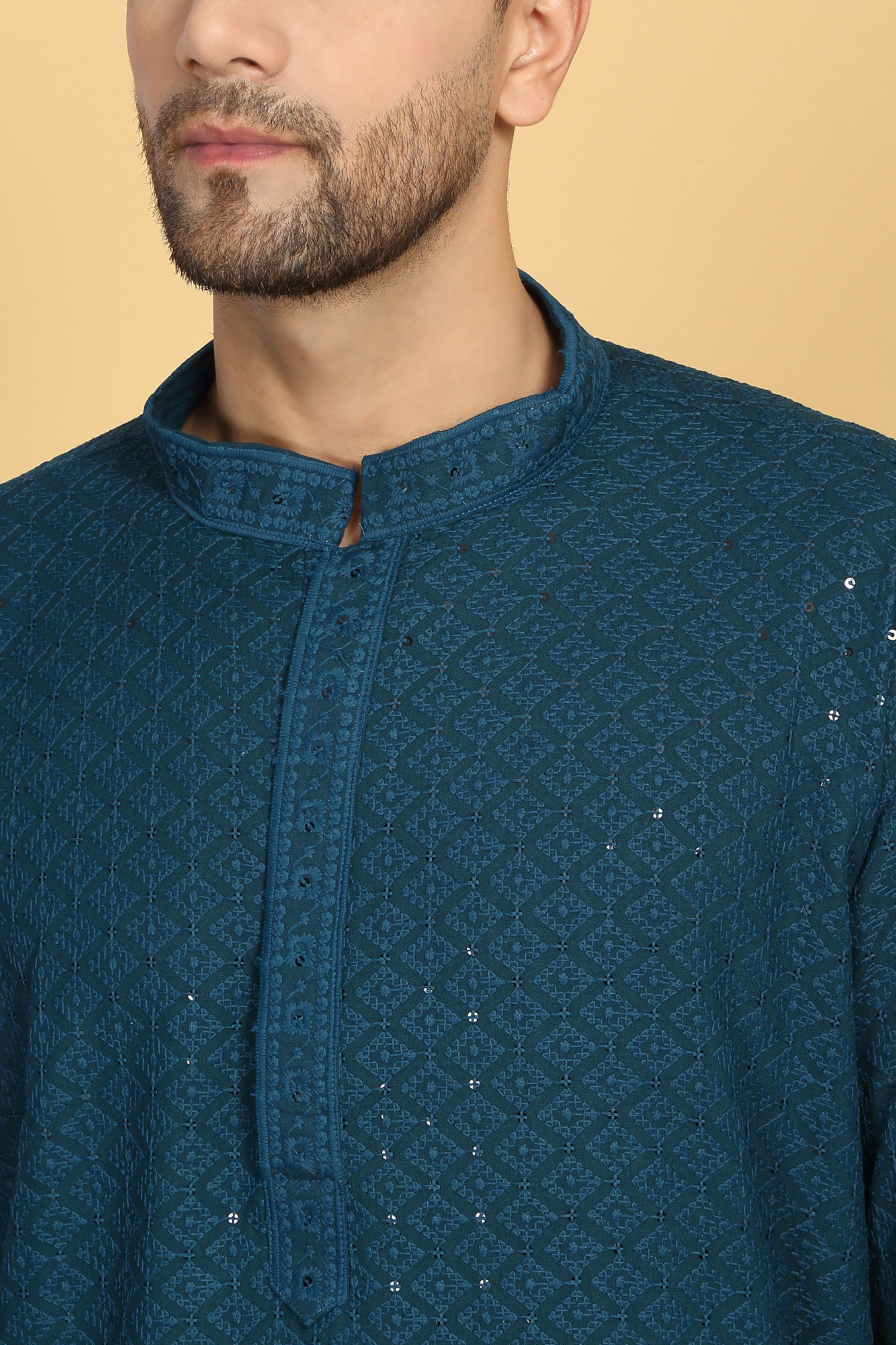 Heera Blue Thread Embroidered Kurta Set