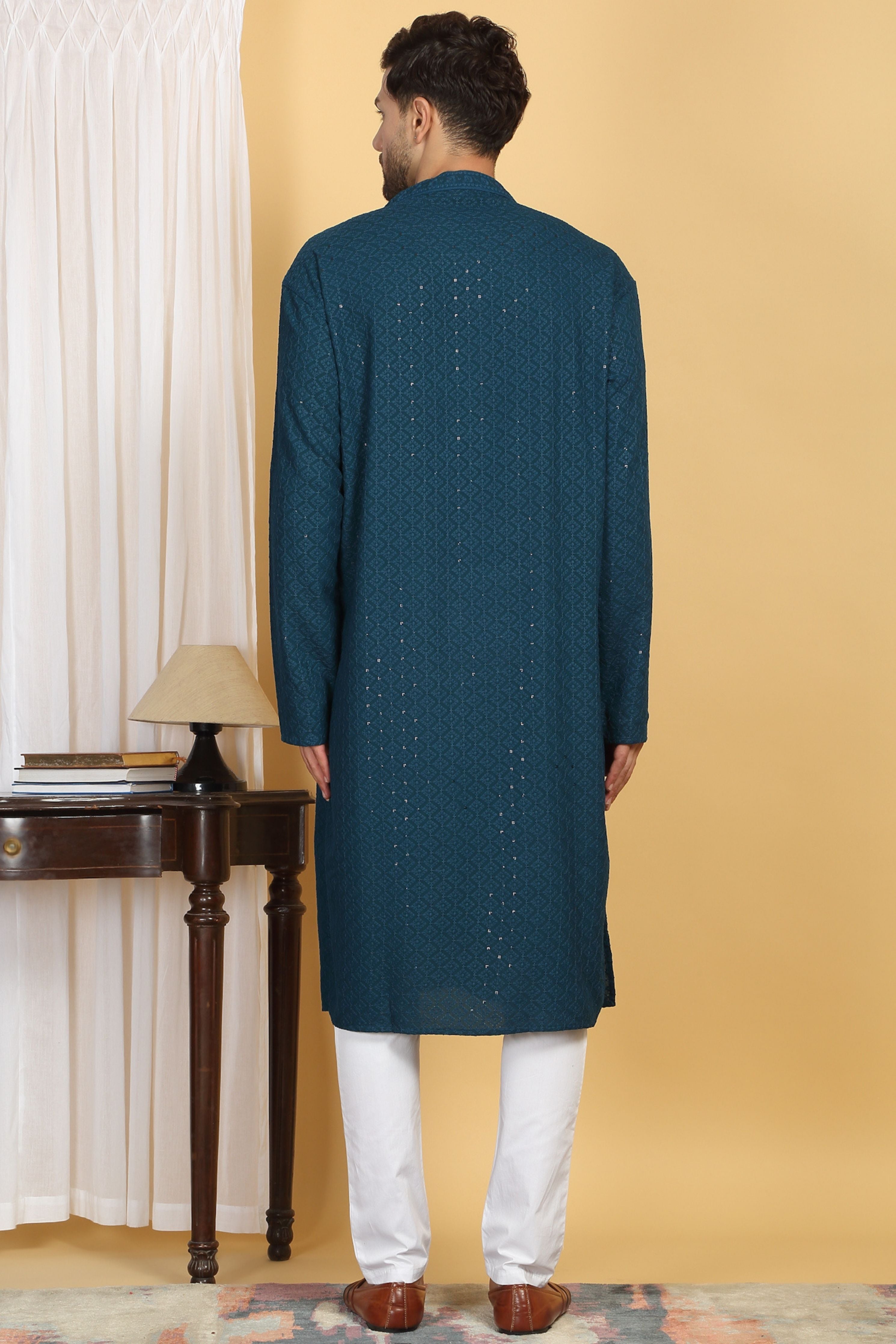 Heera Blue Thread Embroidered Kurta Set