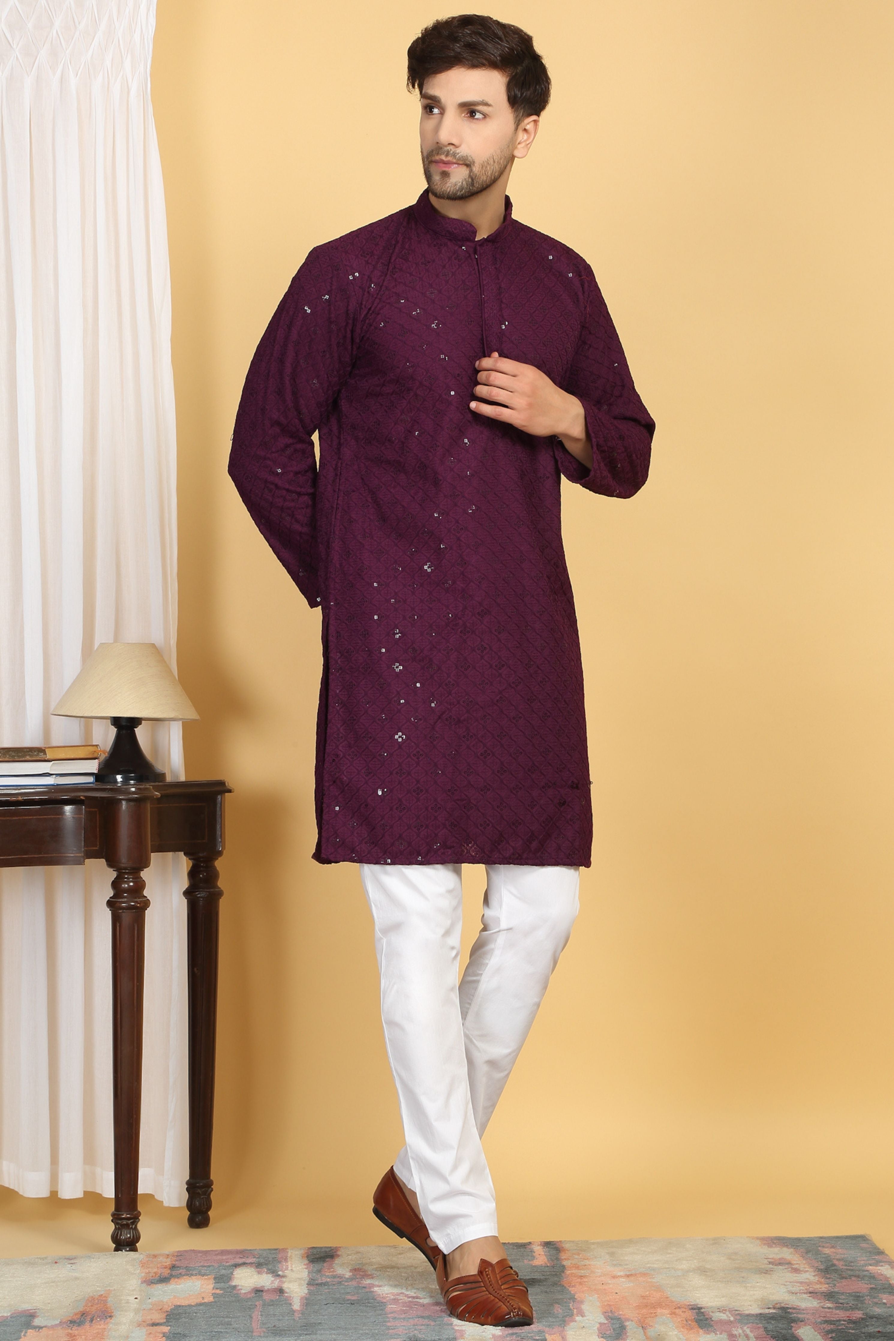 Navyam Embroidered  Kurta Churidaar Set