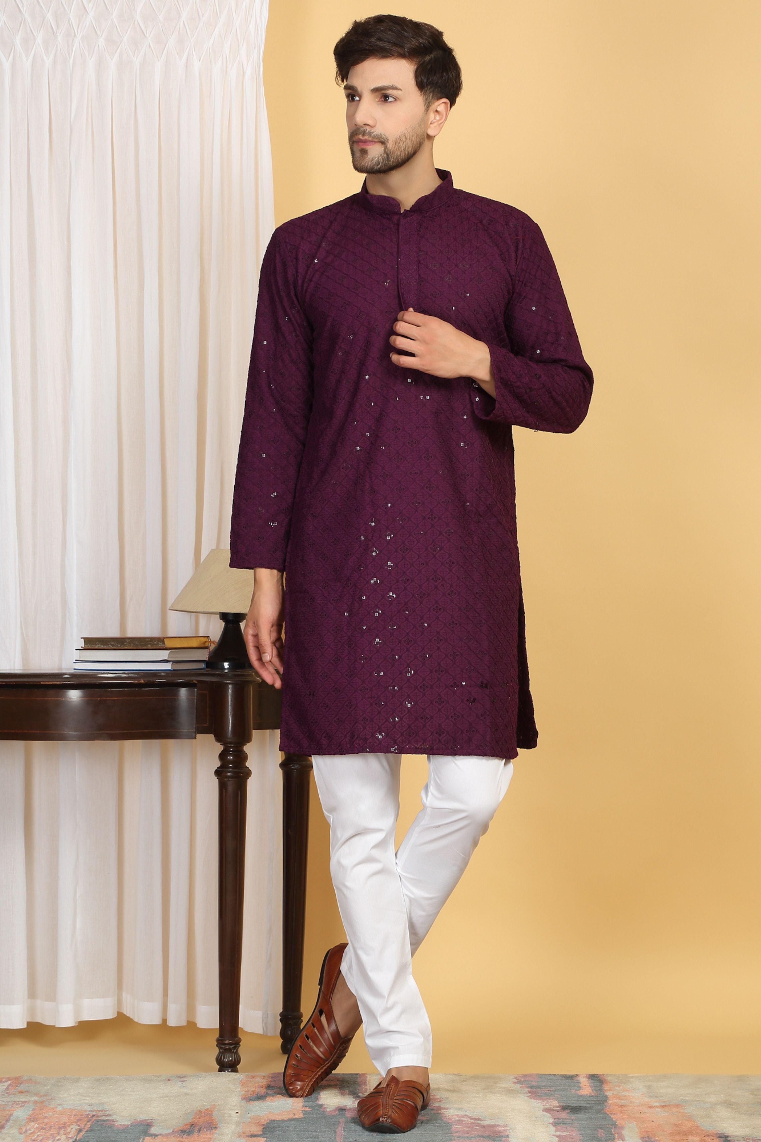 Navyam Embroidered  Kurta Churidaar Set