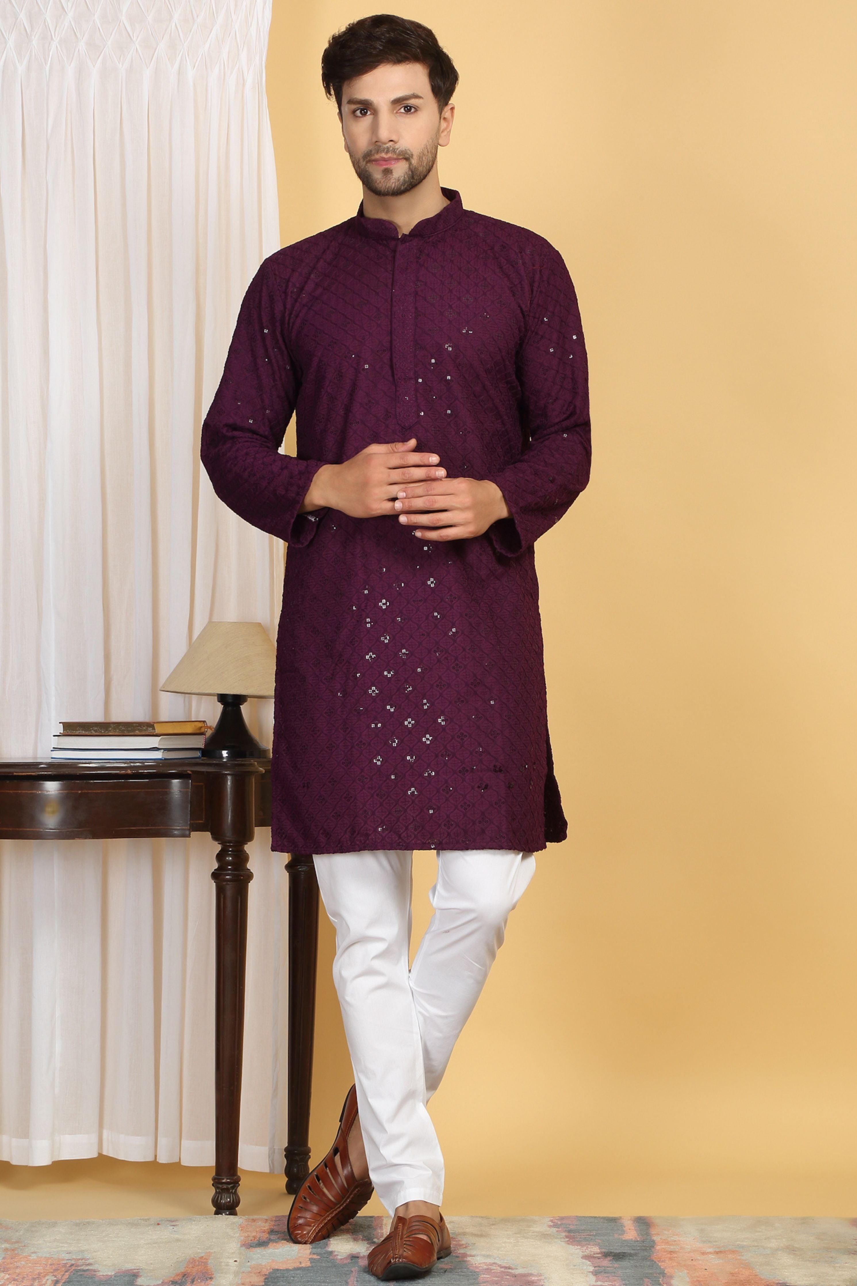 Navyam Embroidered  Kurta Churidaar Set