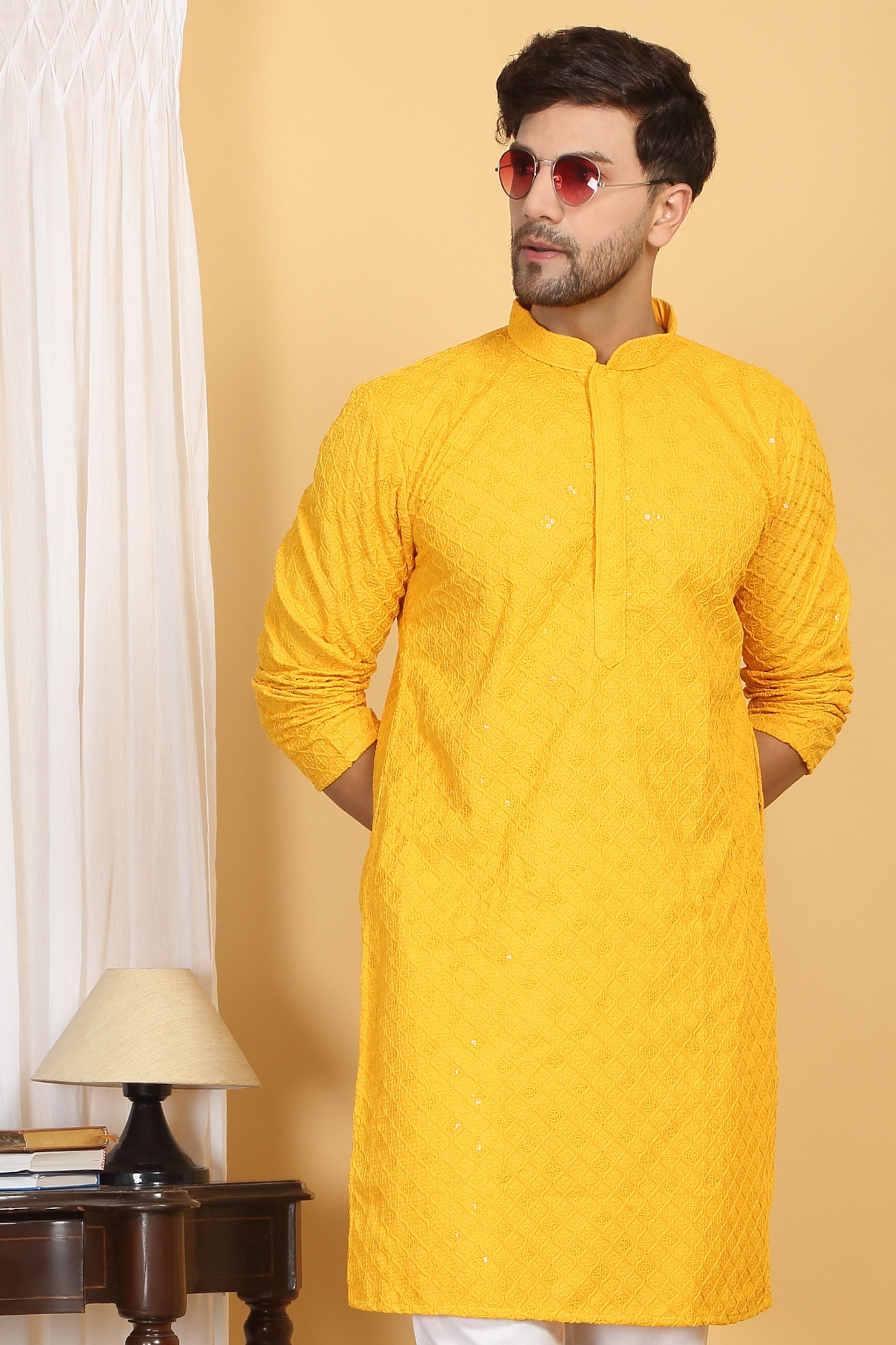 Navyam Yellow Embroidered Kurta Set