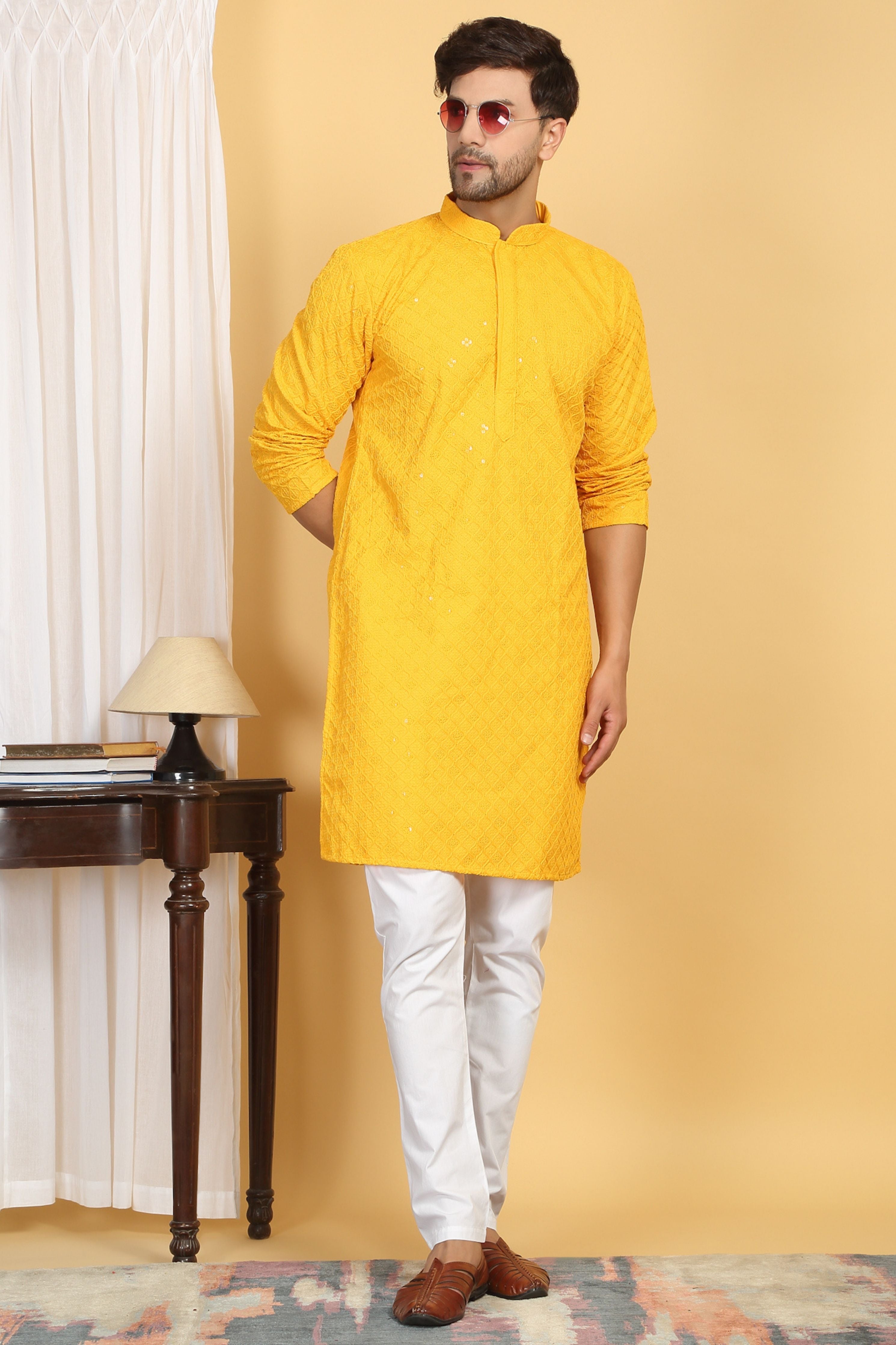 Navyam Yellow Embroidered Kurta Set
