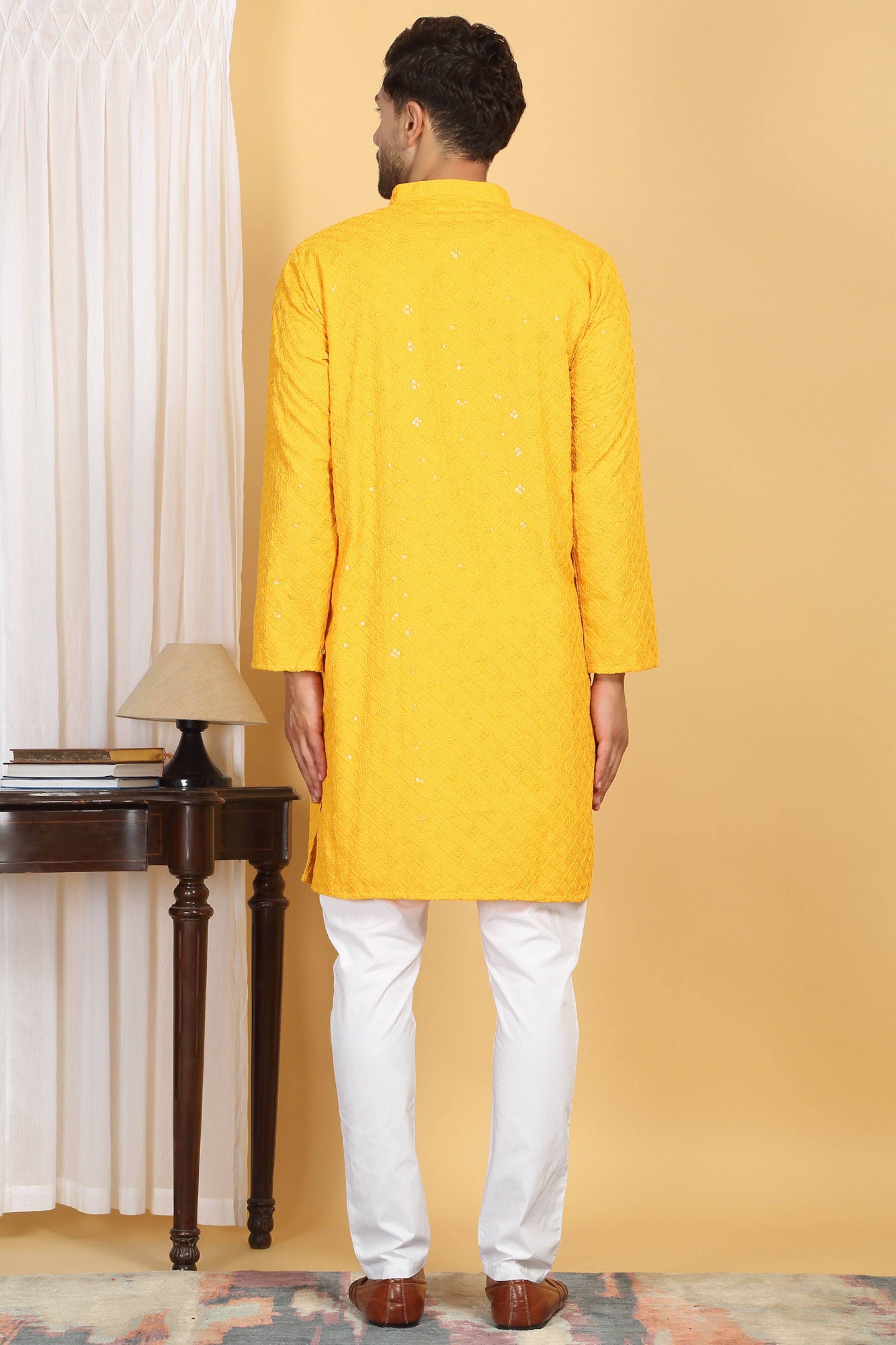 Navyam Yellow Embroidered Kurta Set