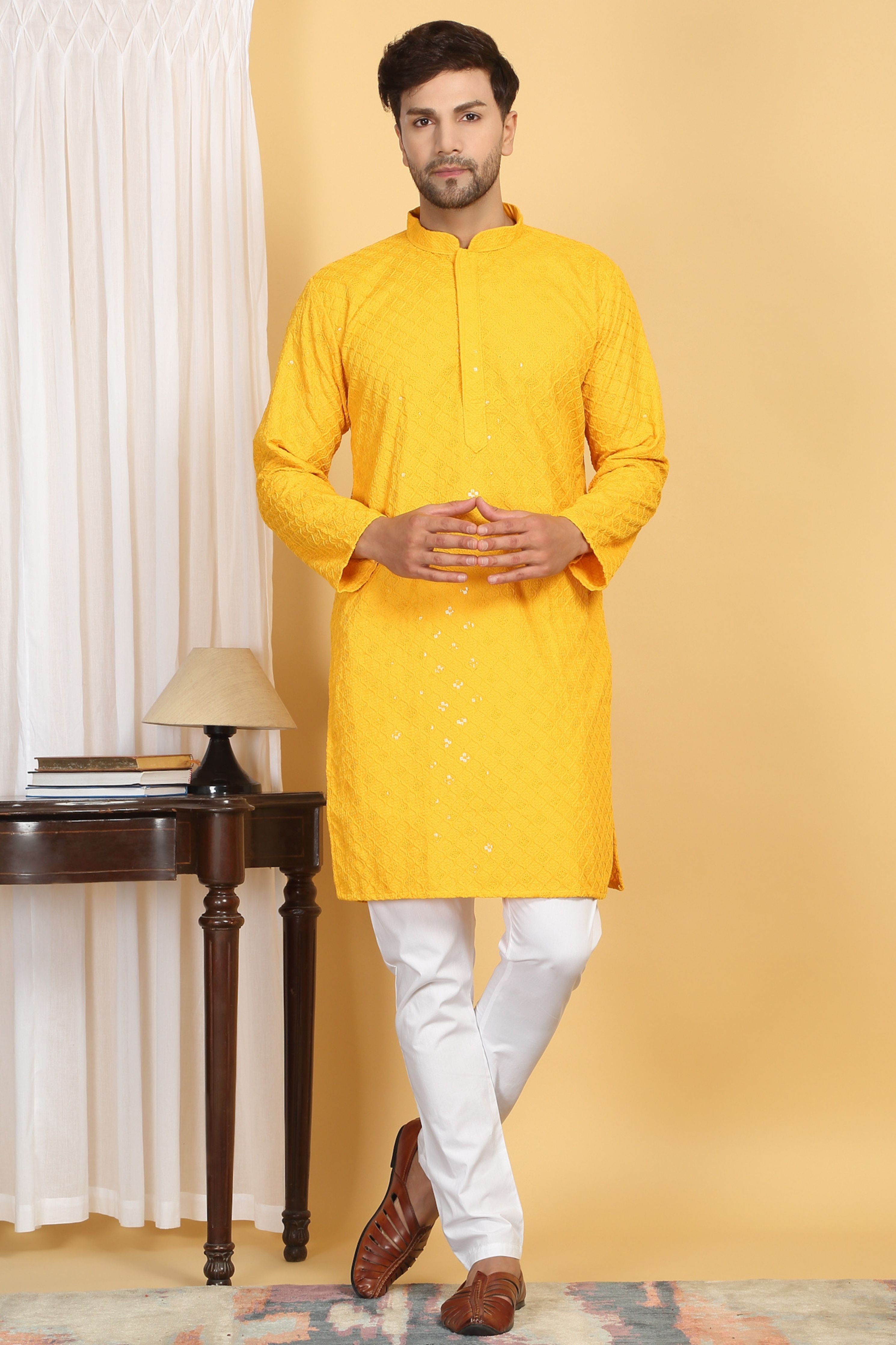 Navyam Yellow Embroidered Kurta Set