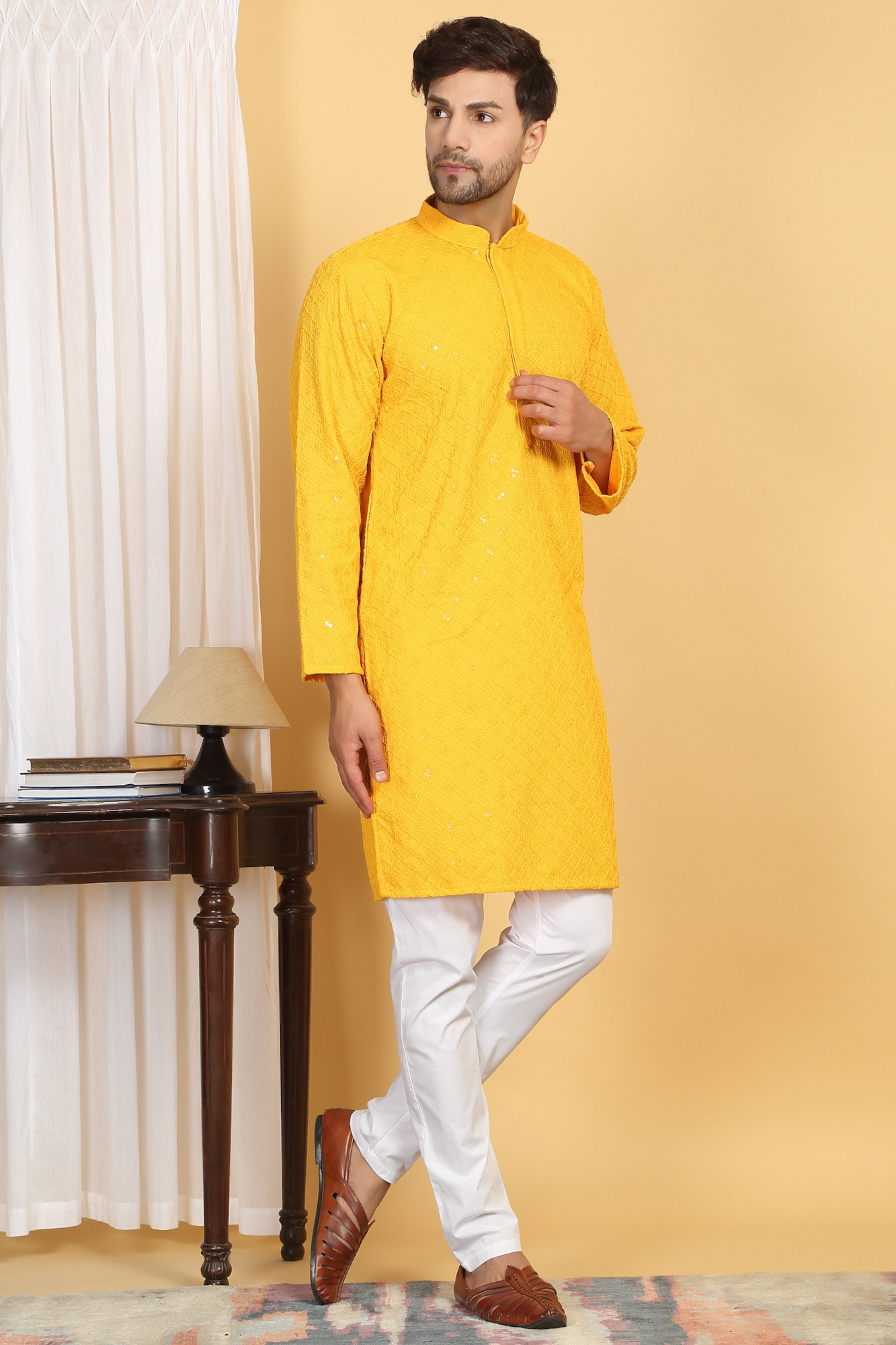 Navyam Yellow Embroidered Kurta Set