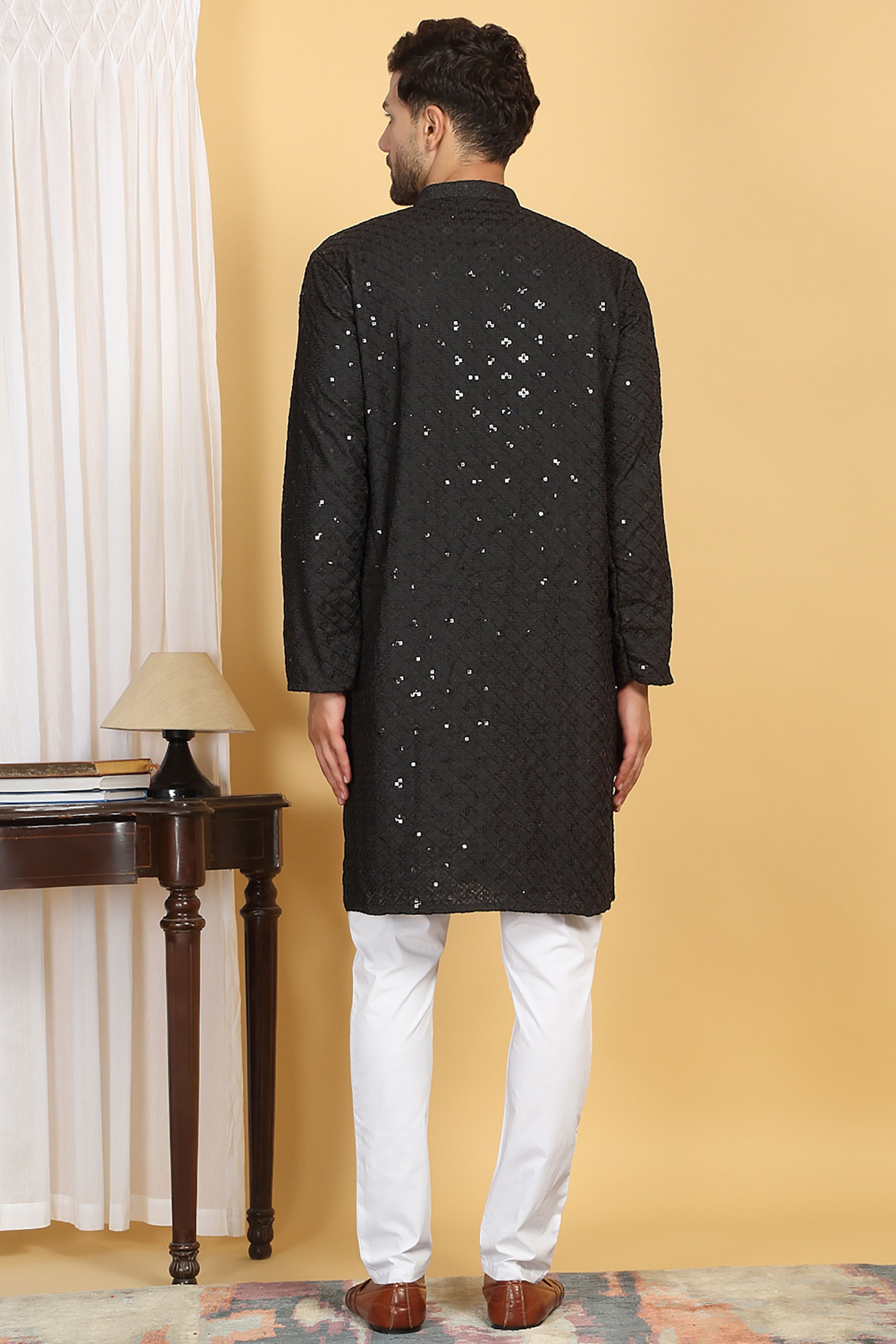Navyam Black Embroidered Kurta Set