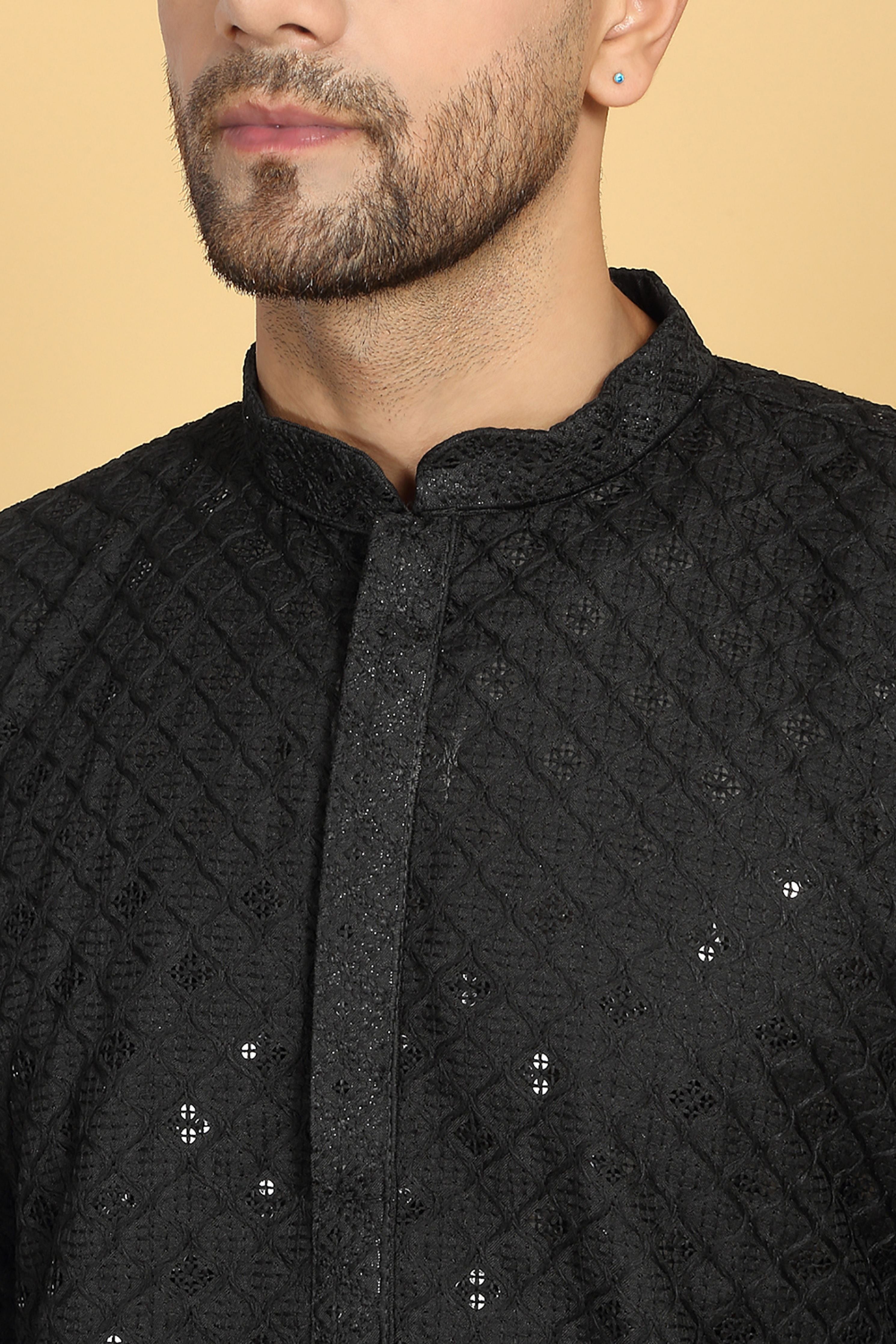 Navyam Black Embroidered Kurta Set