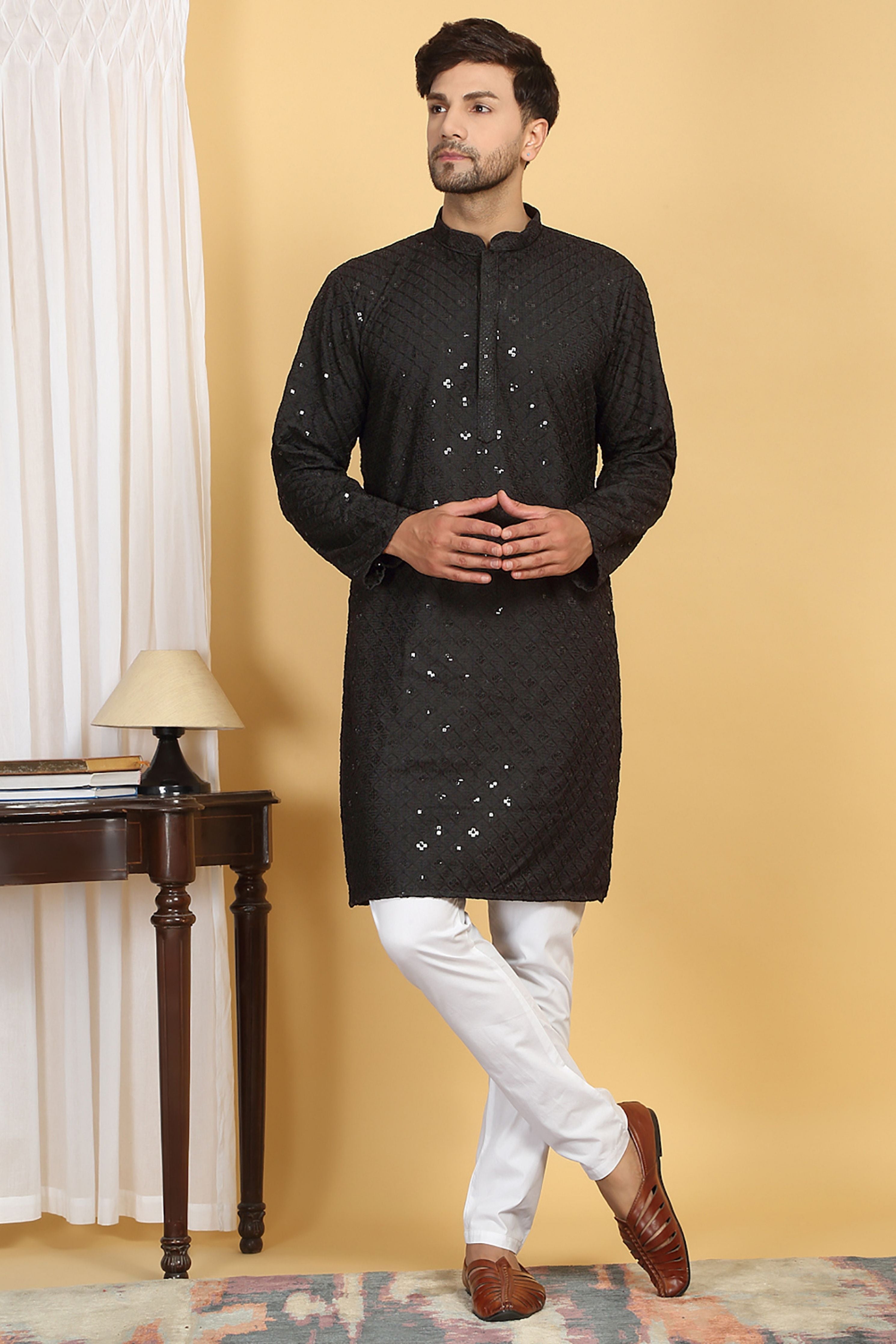 Navyam Embroidered  Kurta Churidaar Set