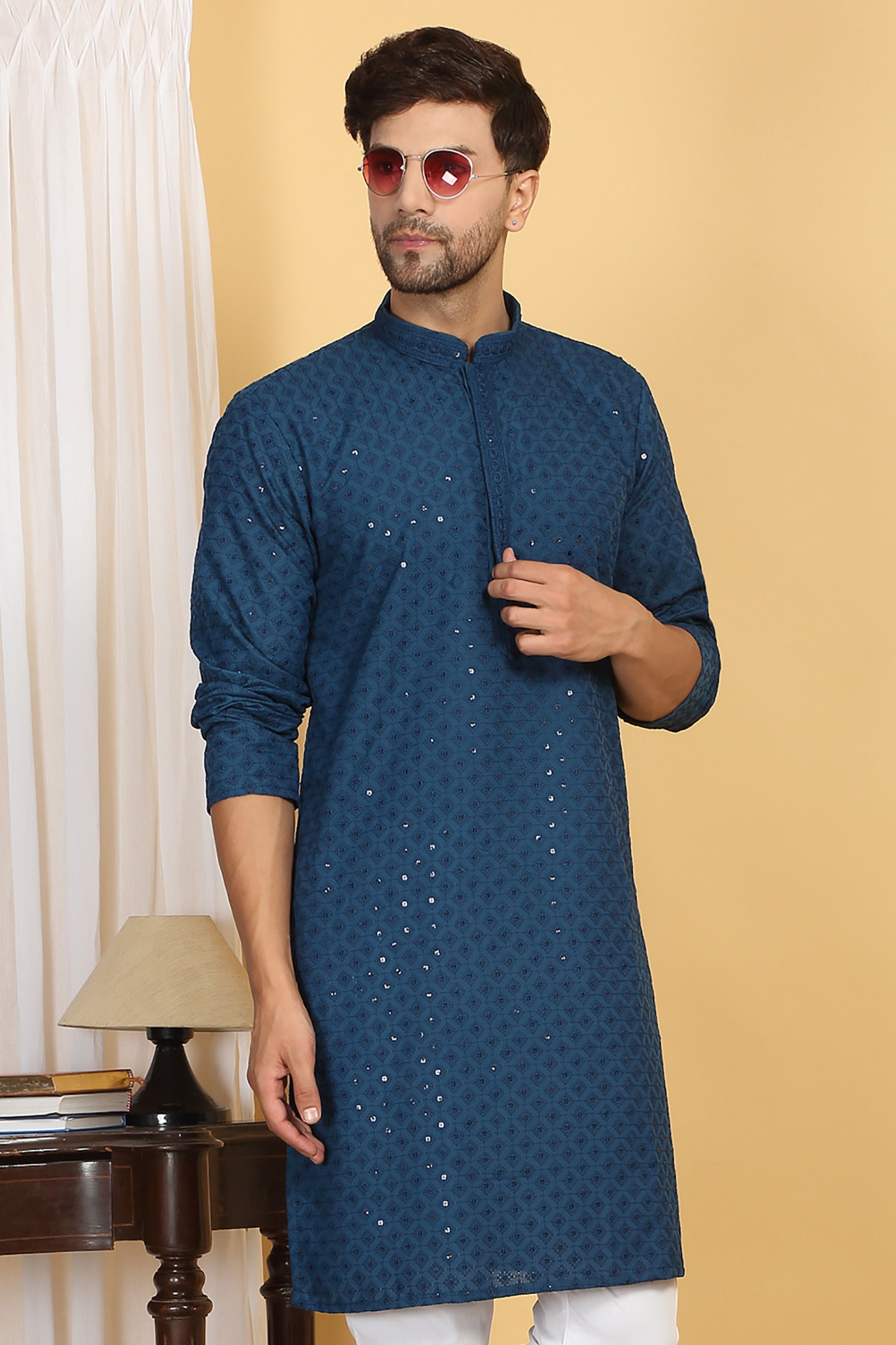 Harshit Blue Embroidered Kurta Pants Set