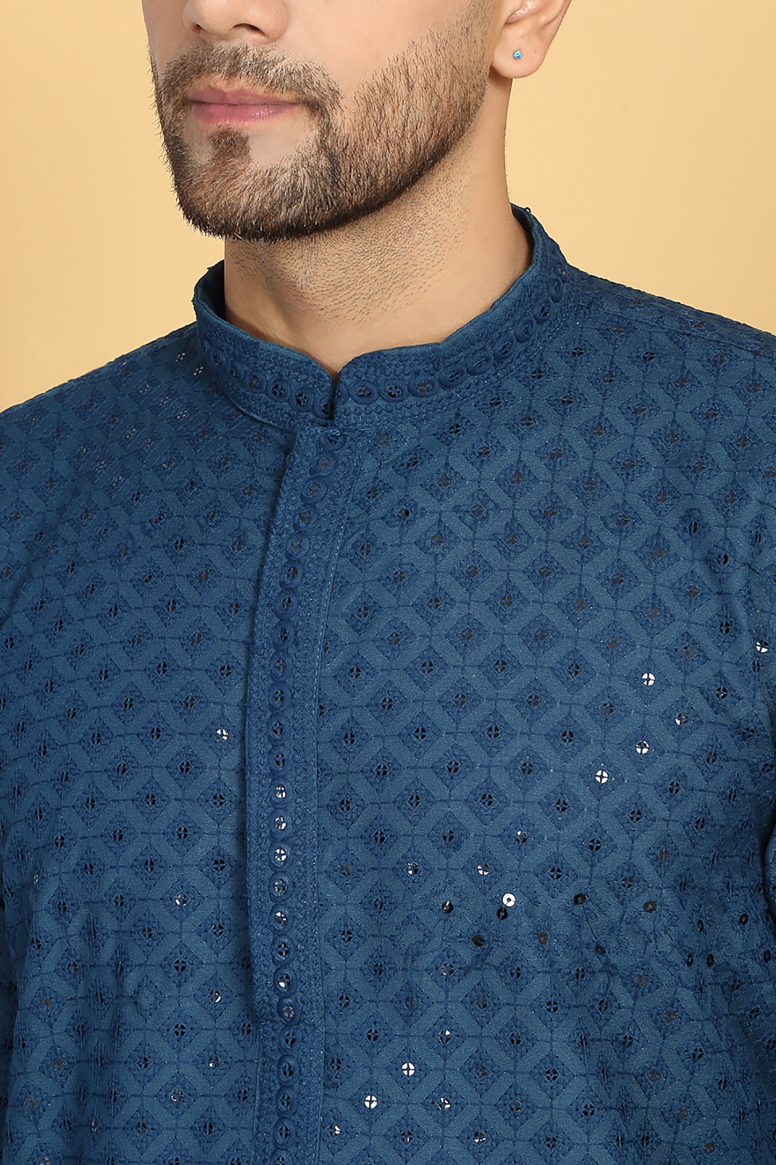 Harshit Blue Embroidered Kurta Pants Set
