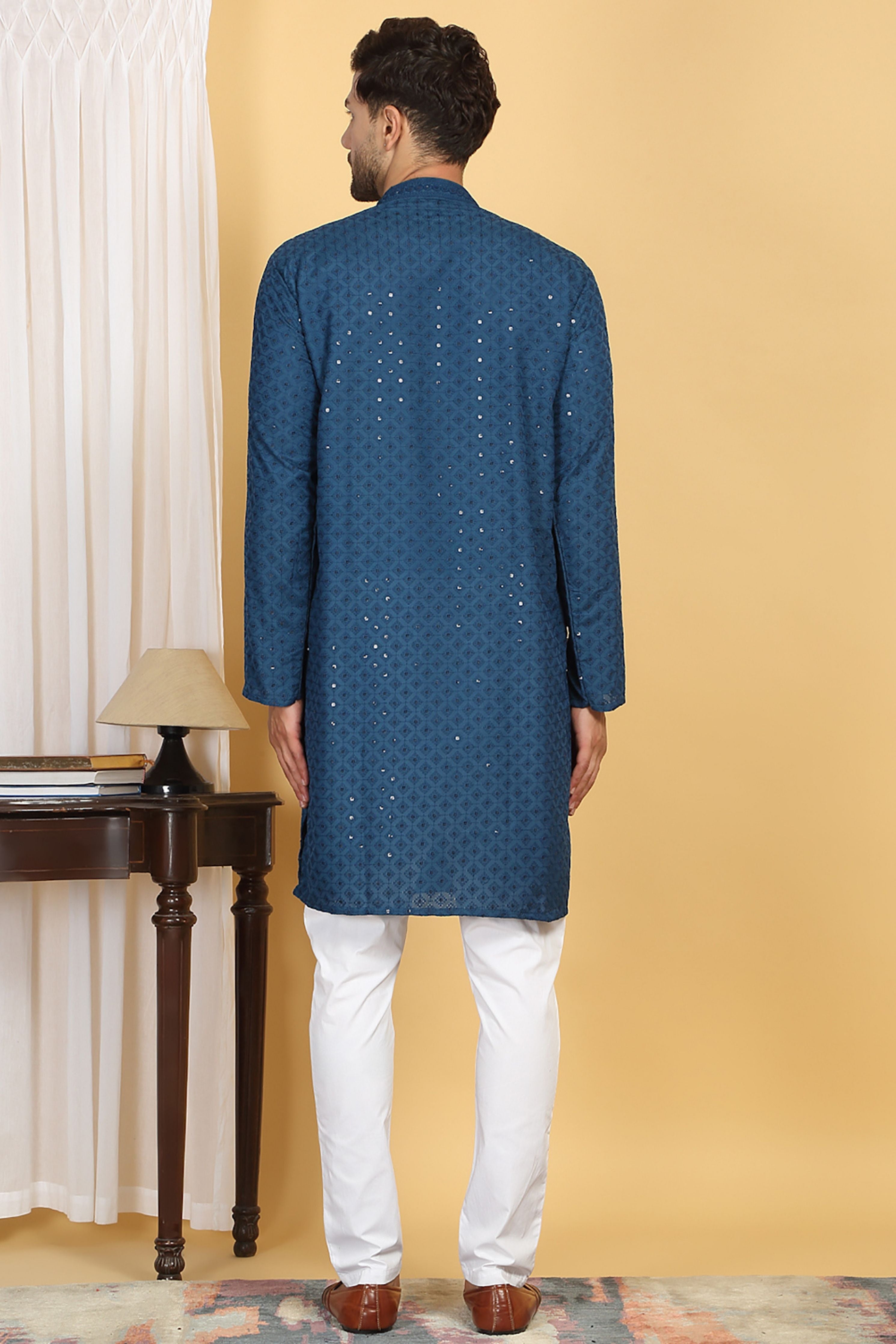 Harshit Blue Embroidered Kurta Pants Set