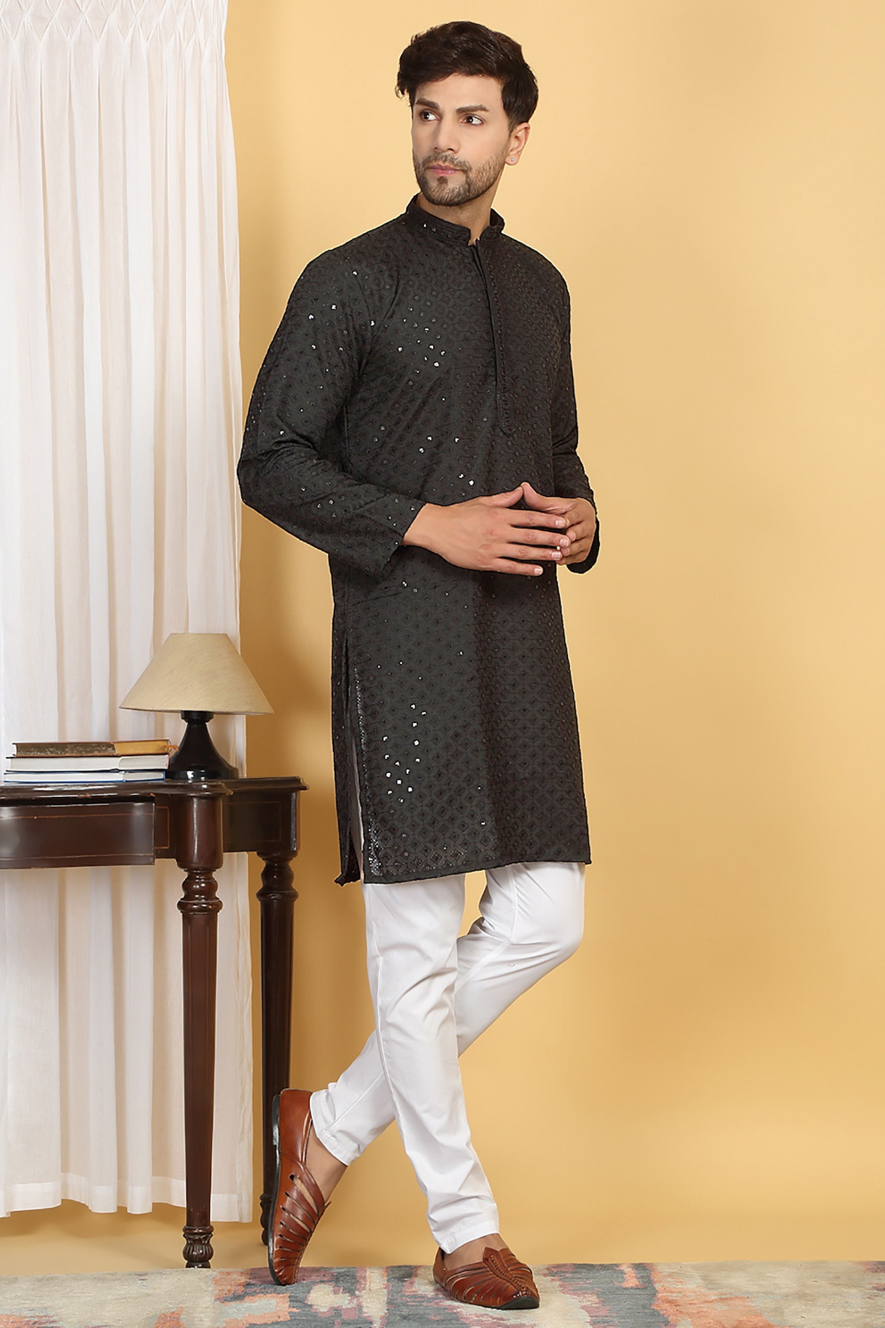 Harshit Black Embroidered Kurta Set