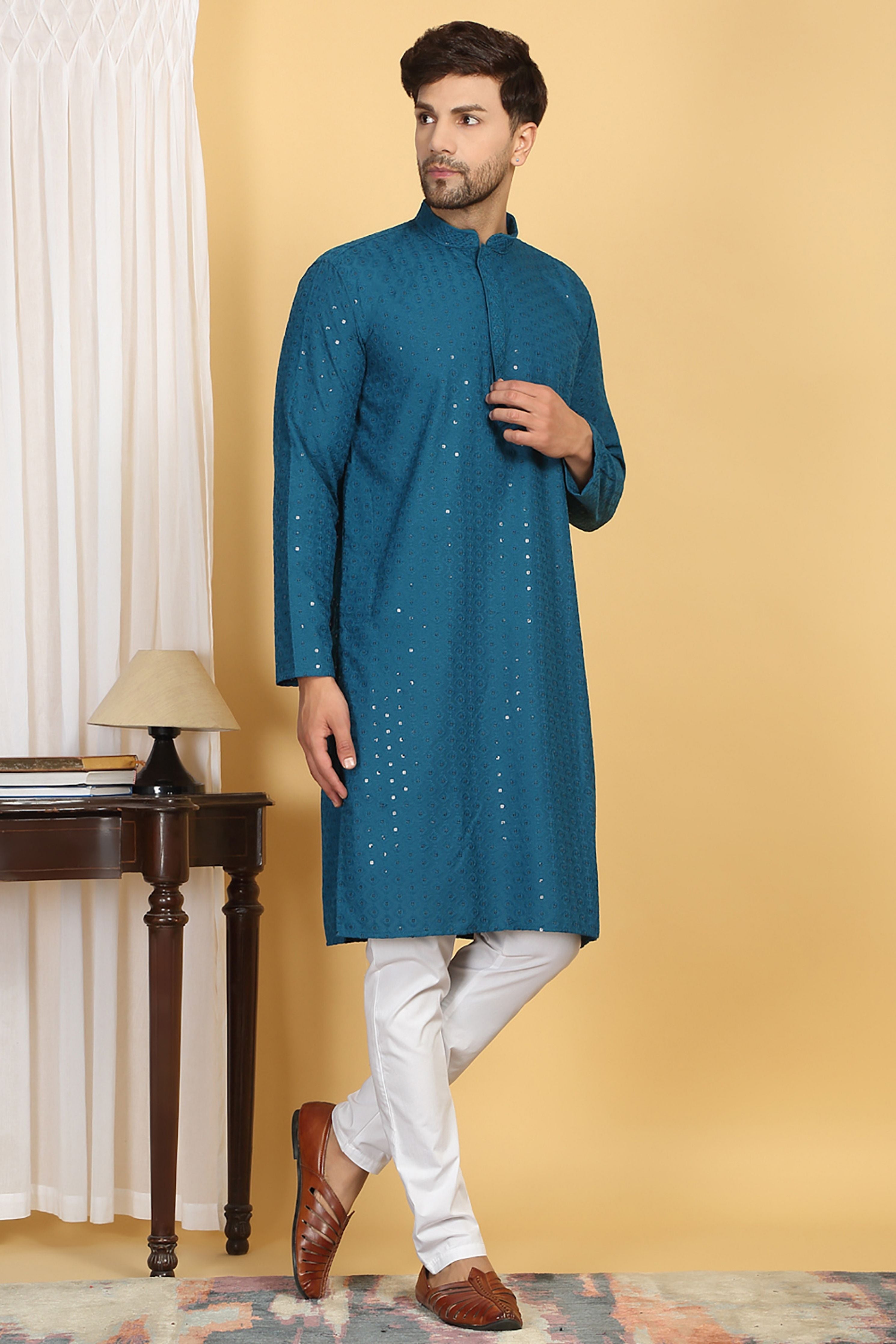 Aham Thread Embroidered Kurta Churidaar Set