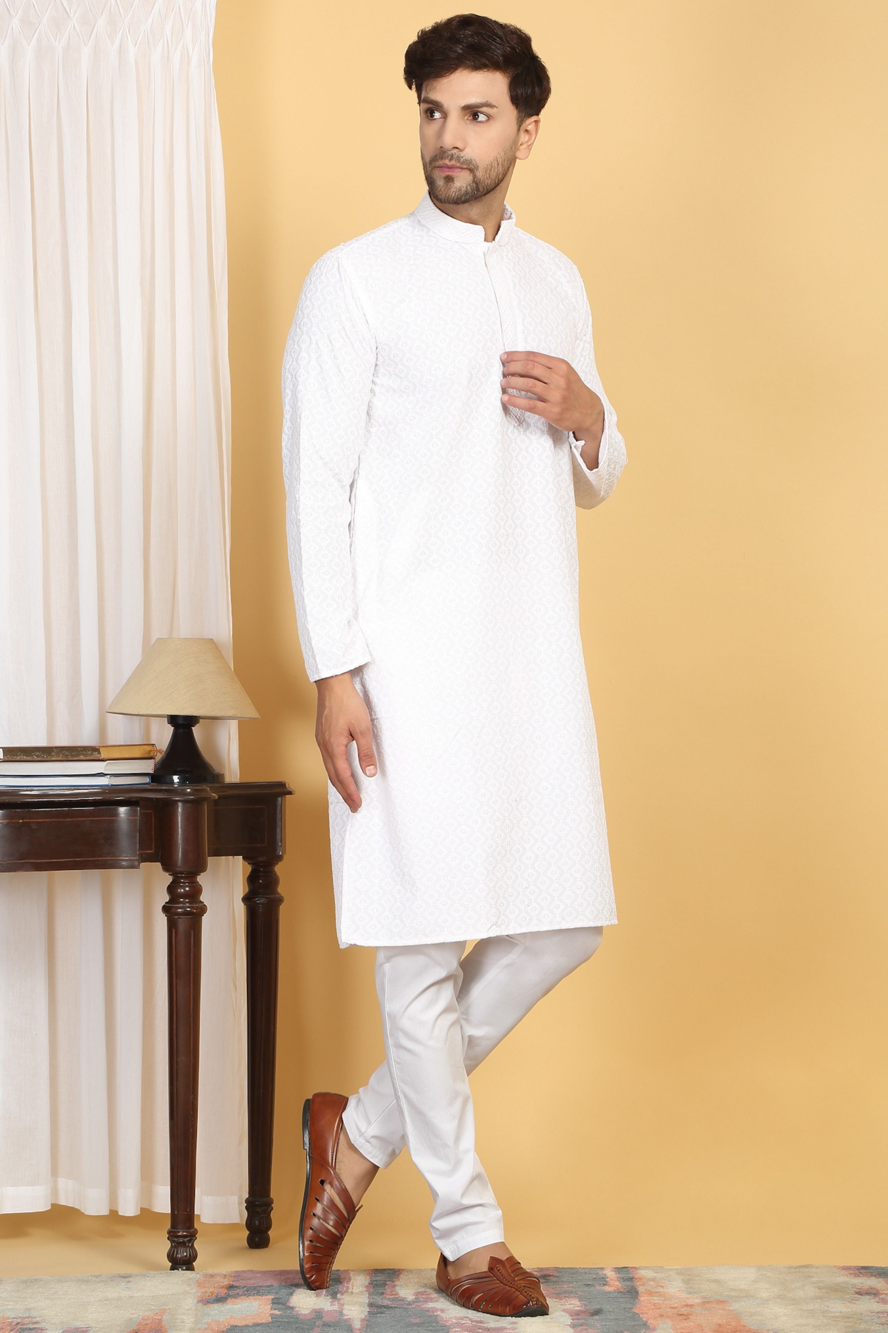 Thread Embroidered  Kurta Churidar  Set