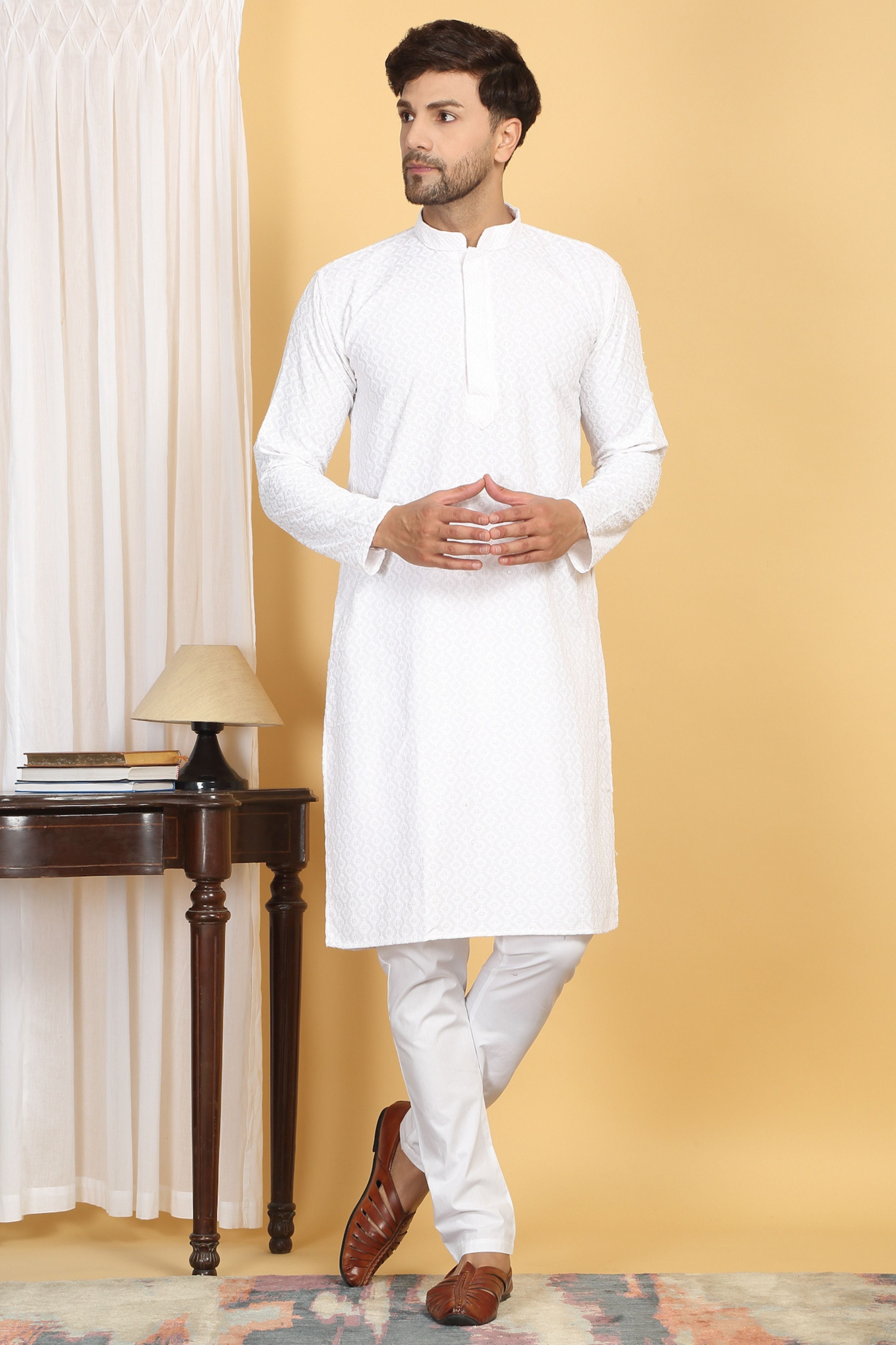 Thread Embroidered  Kurta Churidar  Set