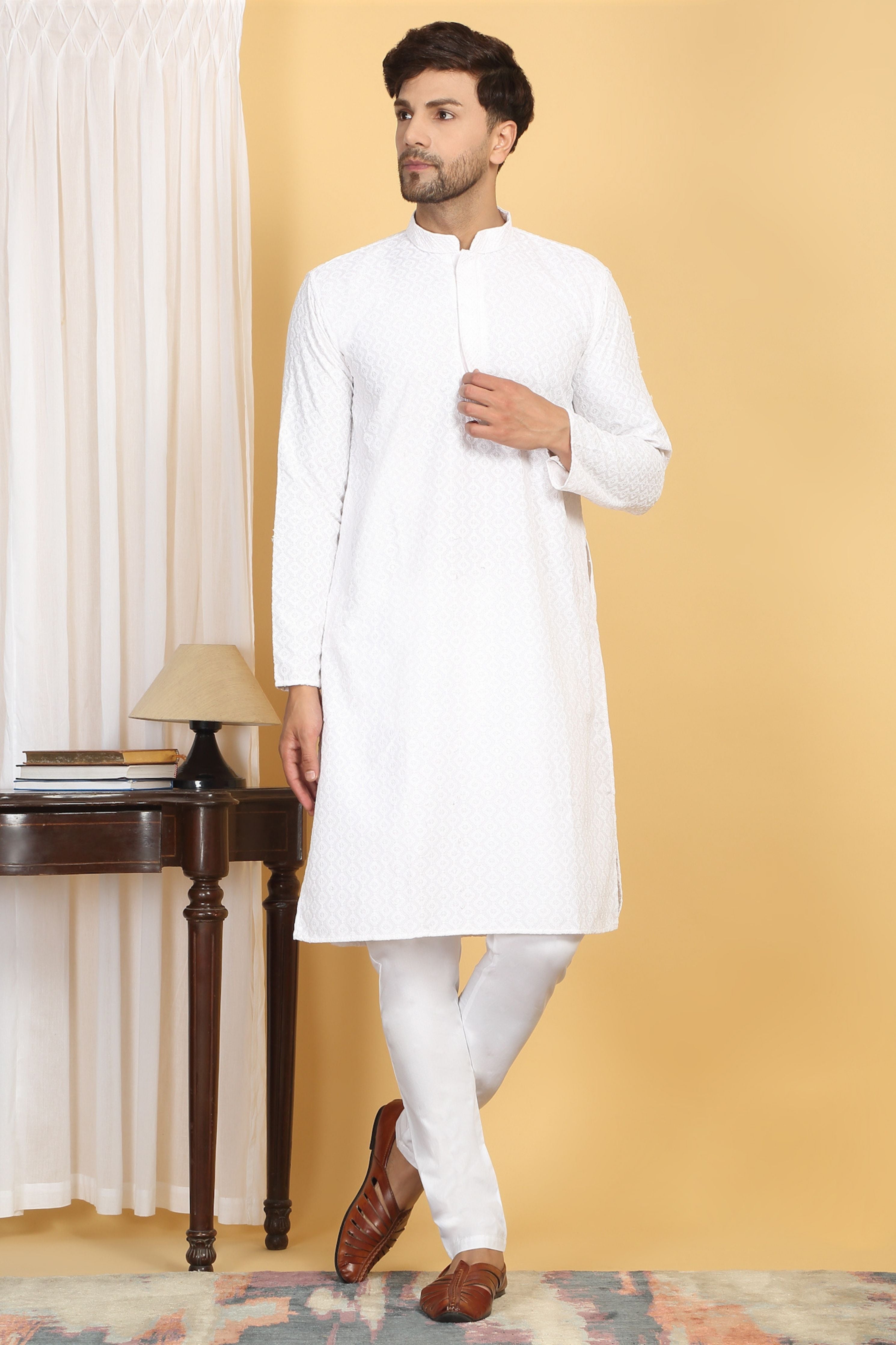 Thread Embroidered  Kurta Churidar  Set