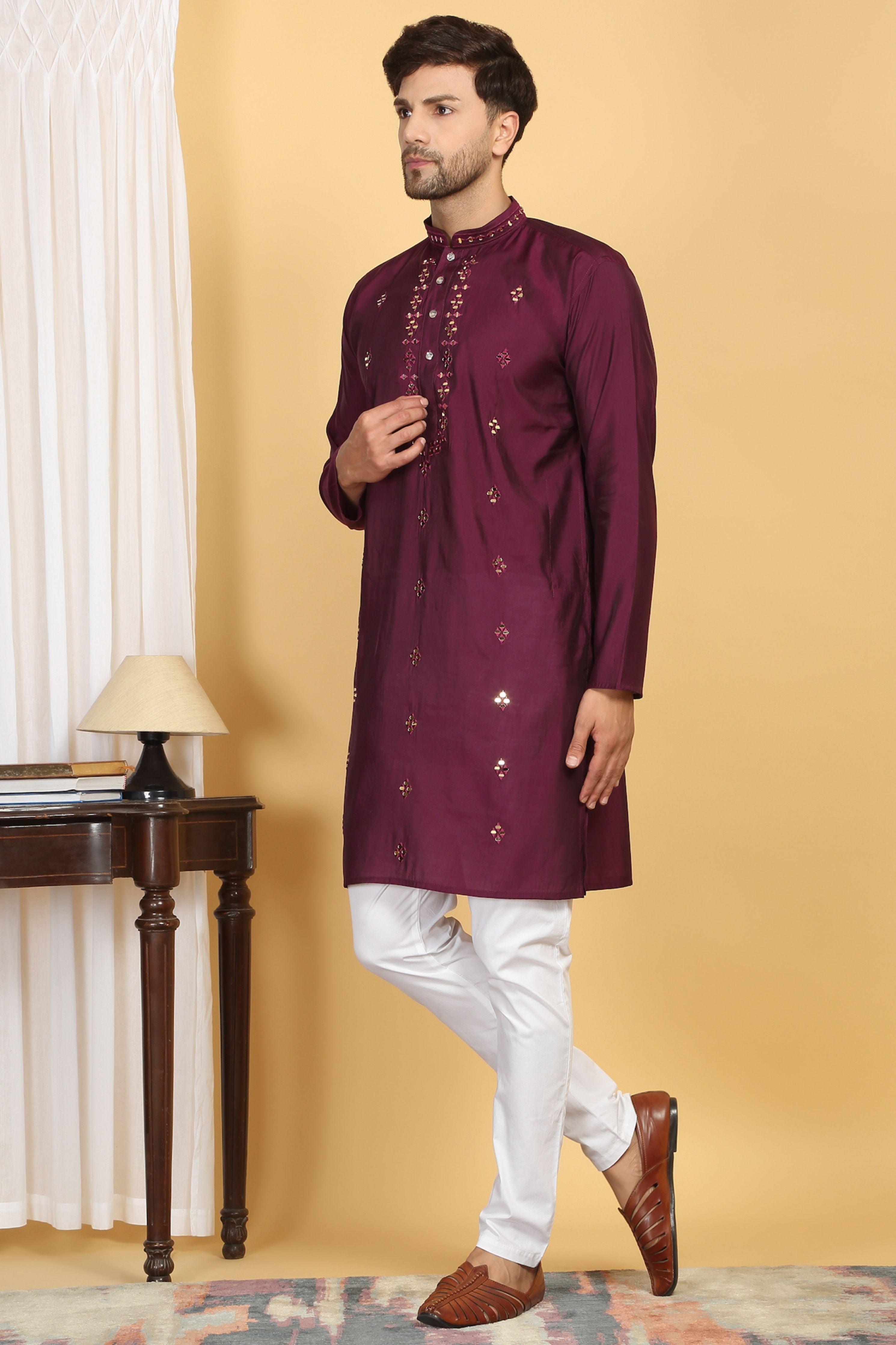 Swarna Mirror Embroidery Work Kurta Set
