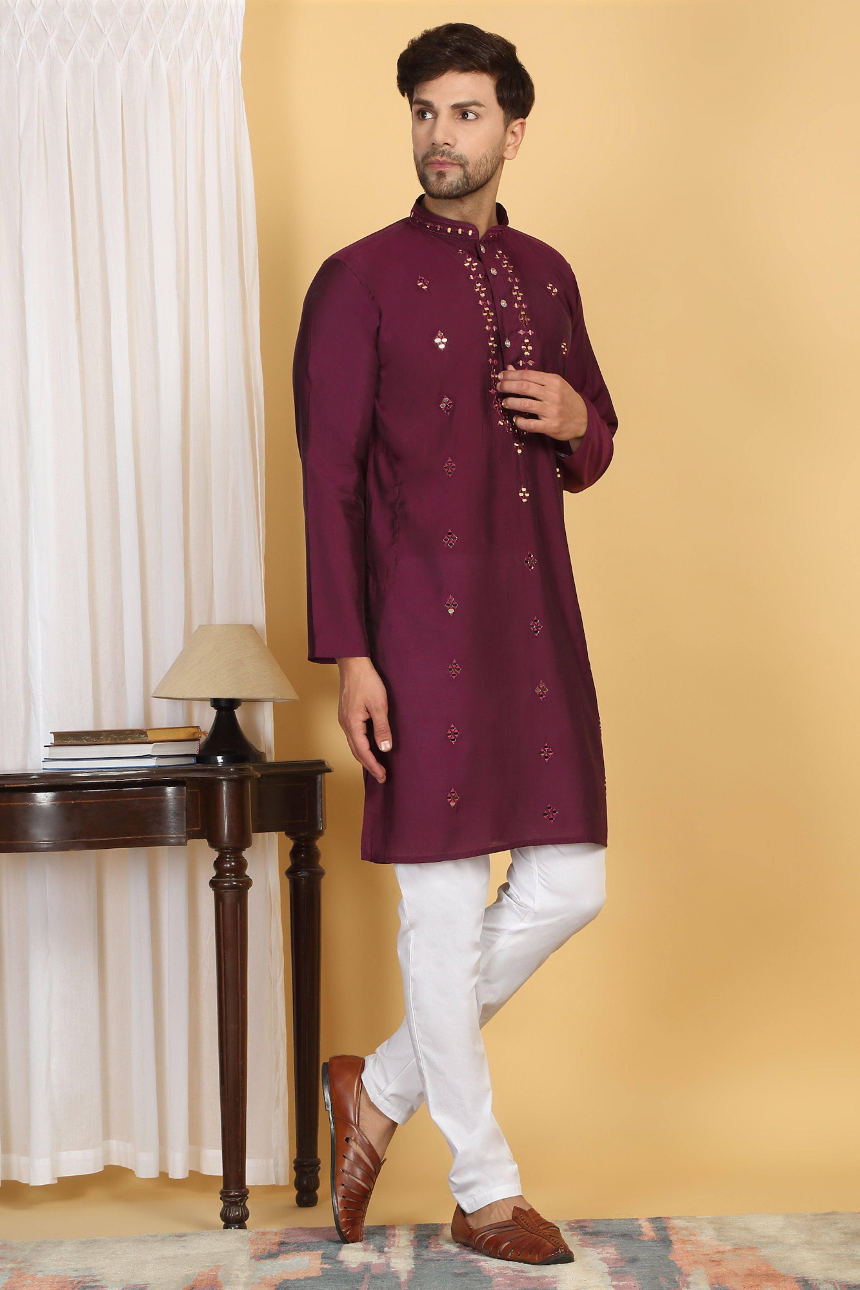 Swarna Mirror Embroidery Work Kurta Set