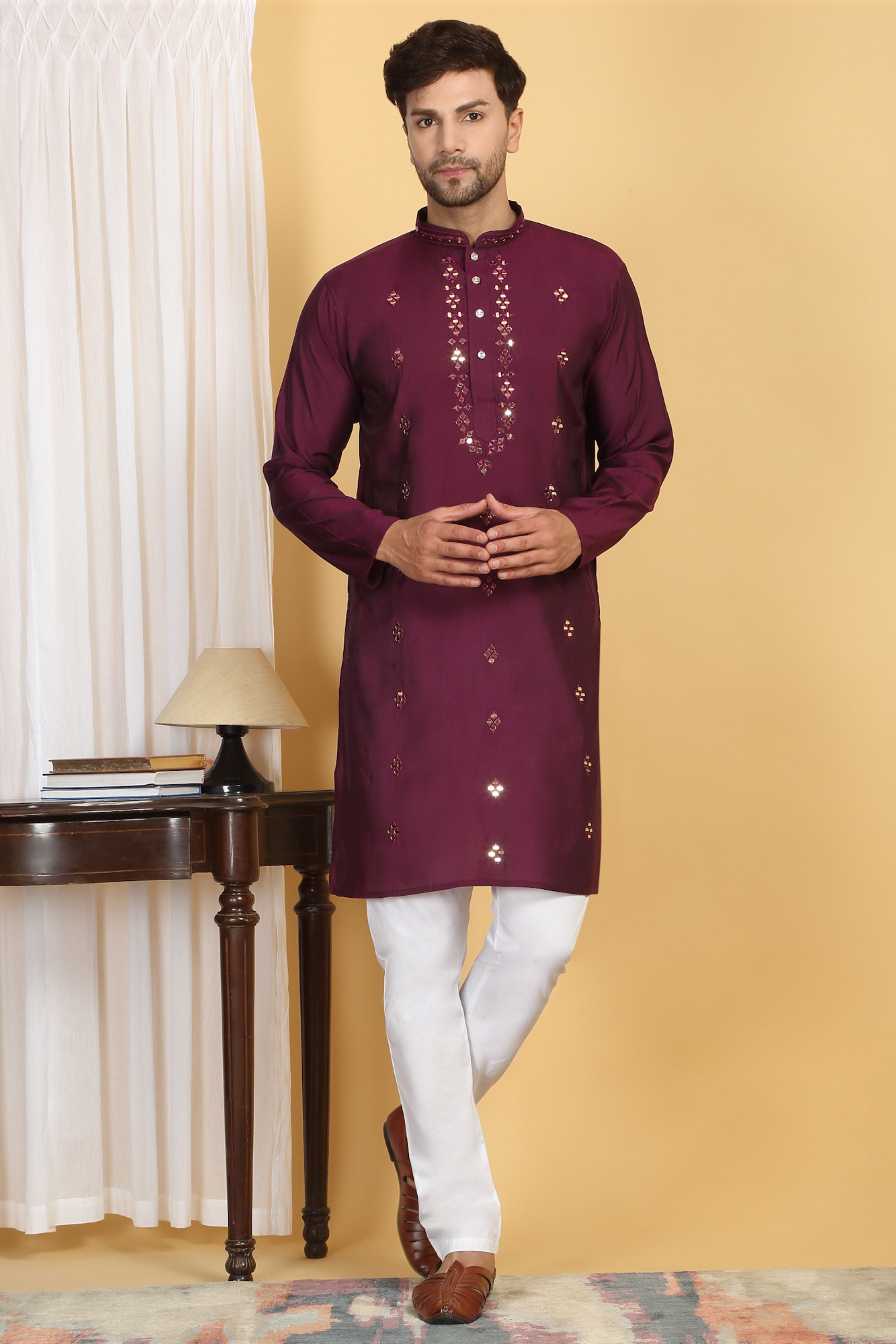 Swarna Mirror Embroidery Work Kurta Set