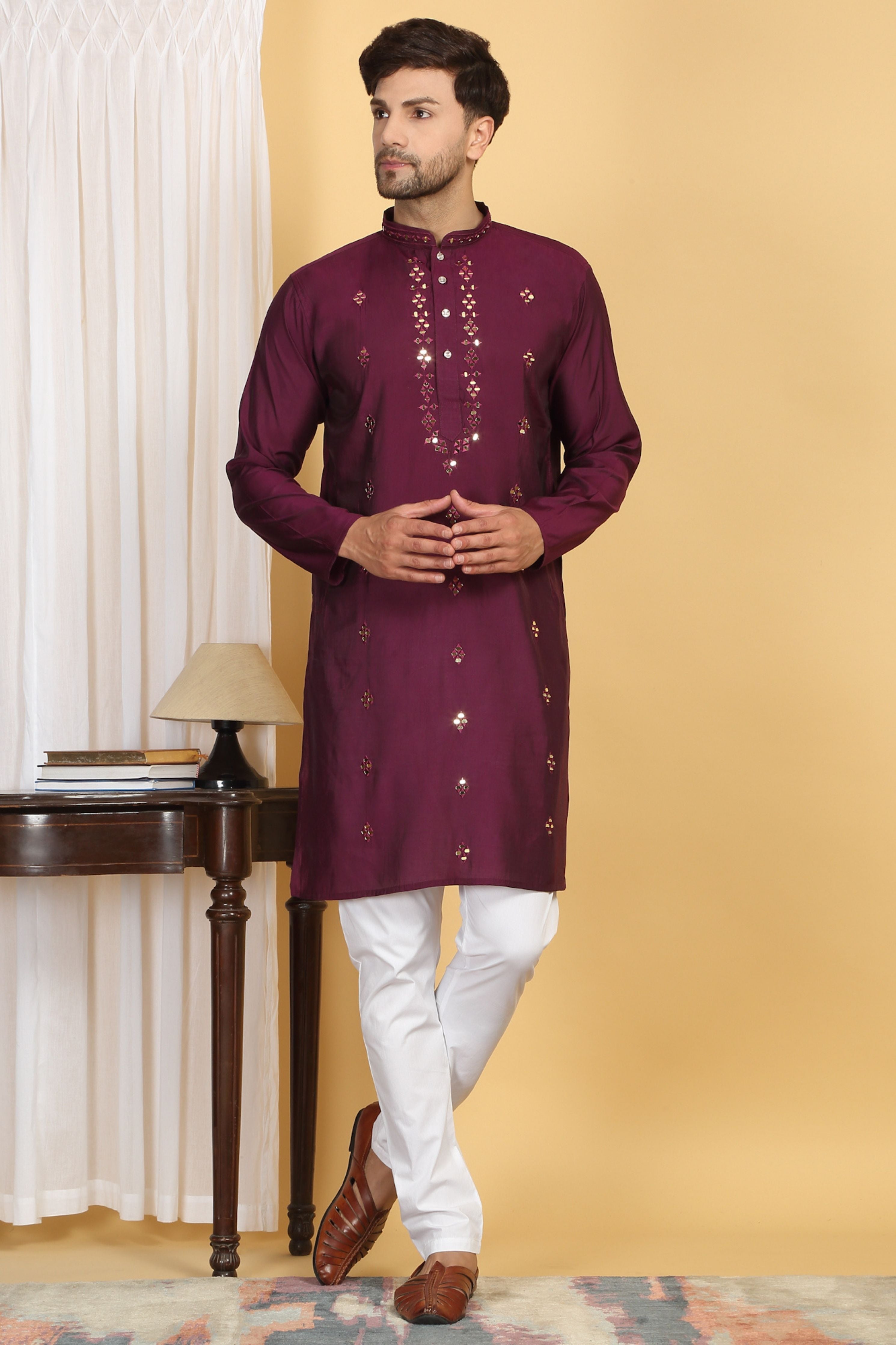 Swarna Mirror Embroidery Work Kurta Set