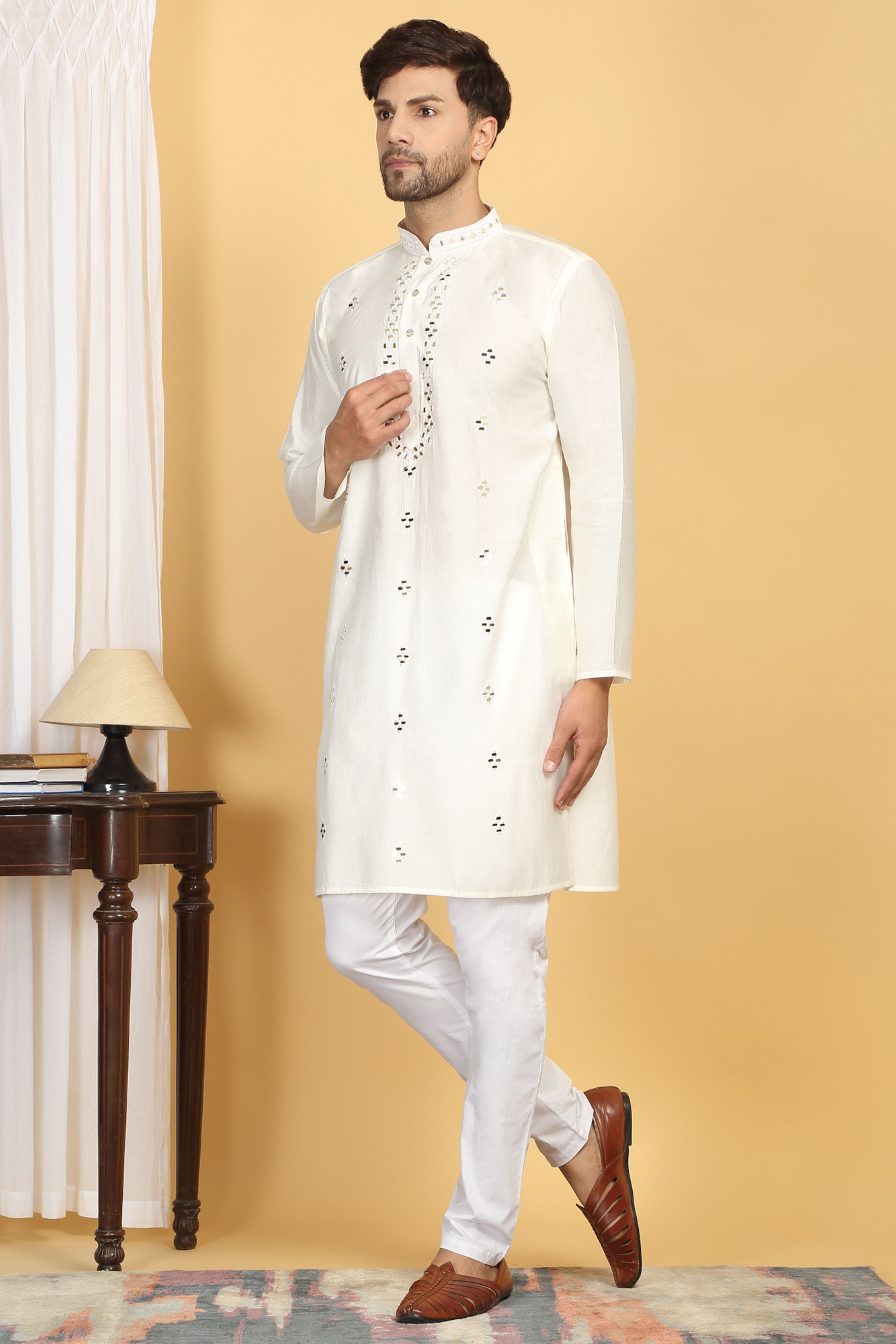Swarna Mirror Embroidery Work Kurta Set